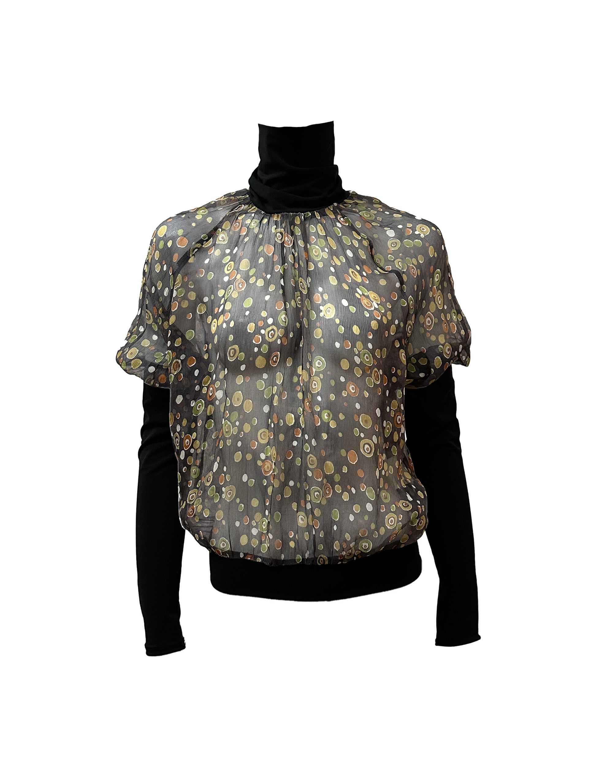 Sheer Silk Printed Blouse S/M