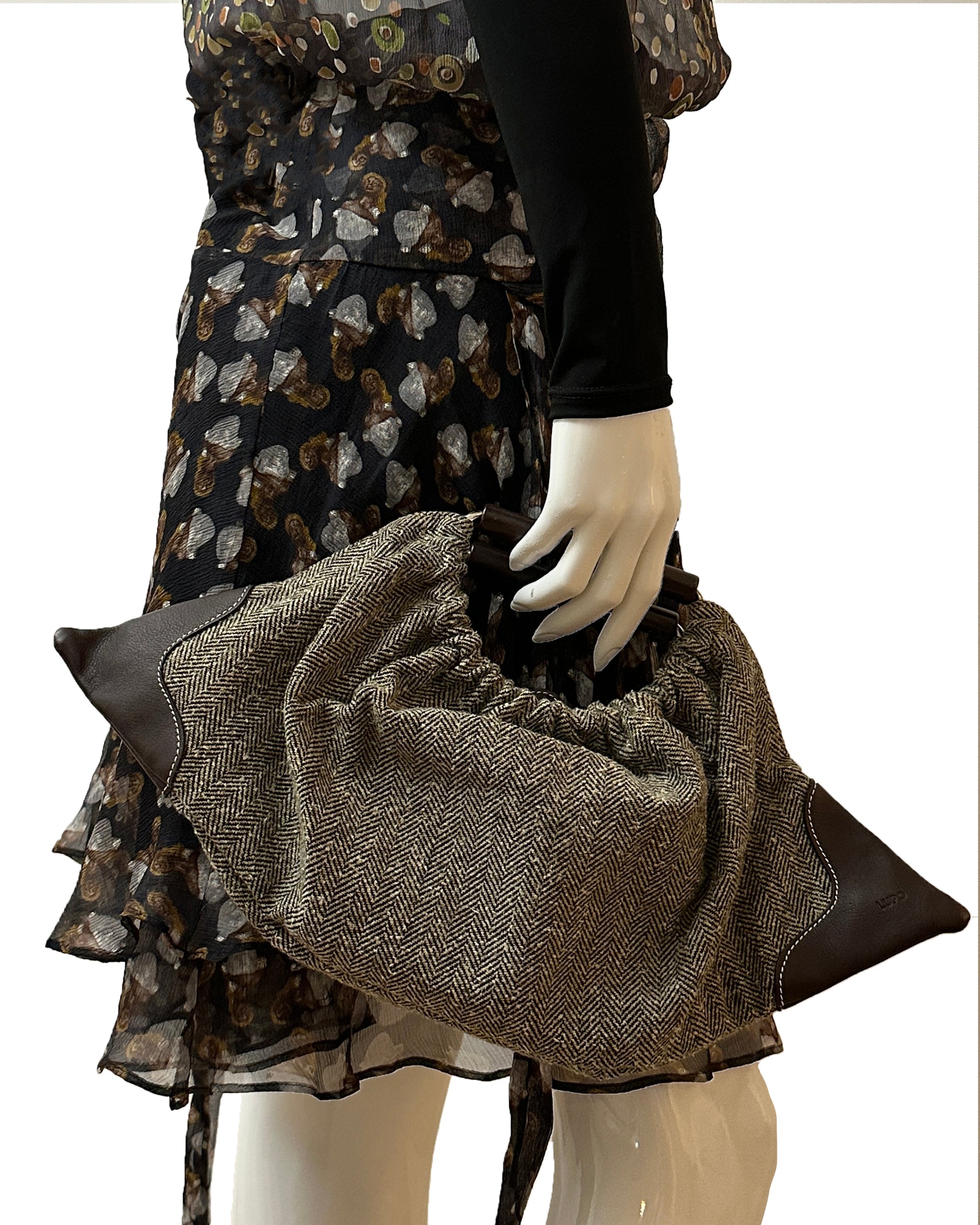 LUPO Wool and Leather Handbag
