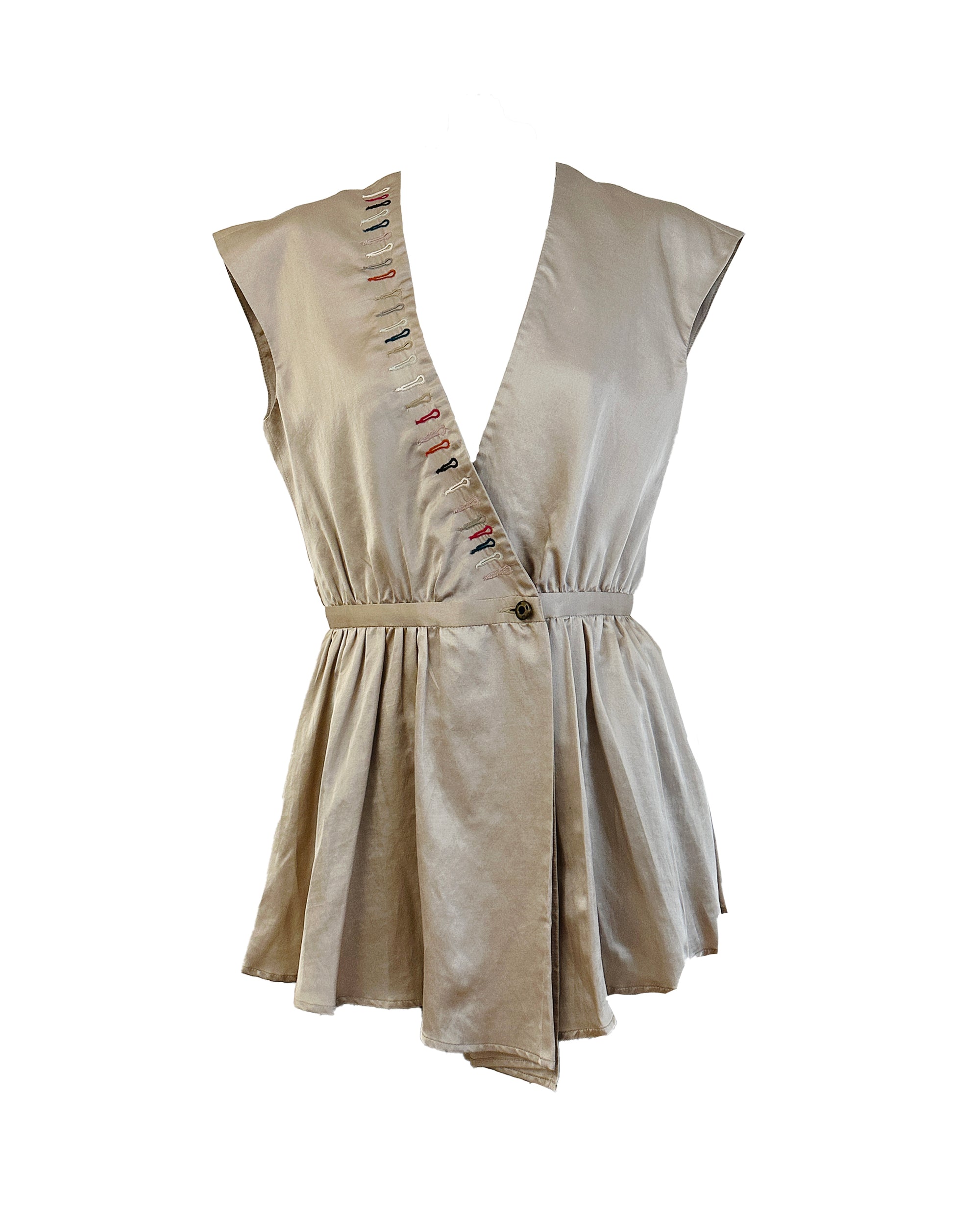 MIKI MIALY Embroidered Loops Silk Top M