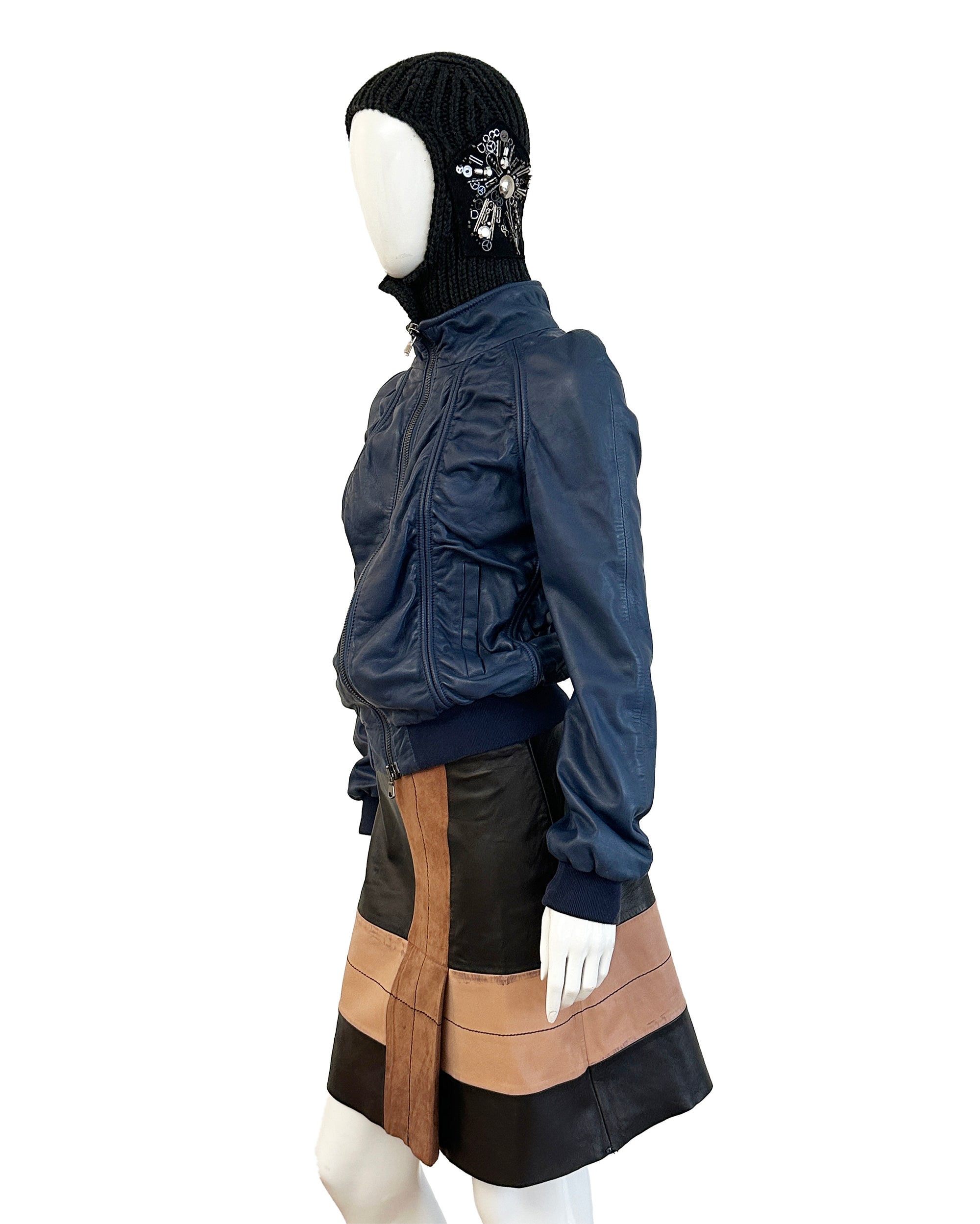 SPORTMAX Tri-Tone Leather Skirt XS/S