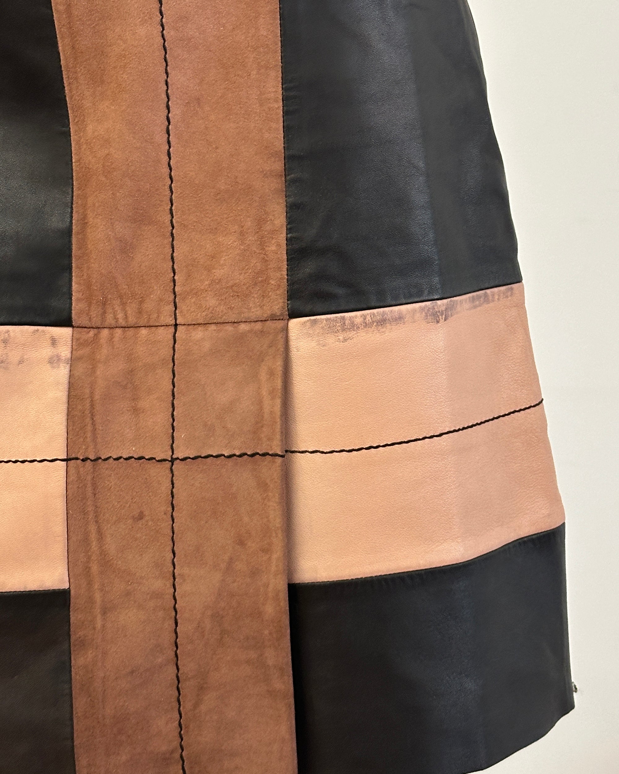 SPORTMAX Tri-Tone Leather Skirt XS/S