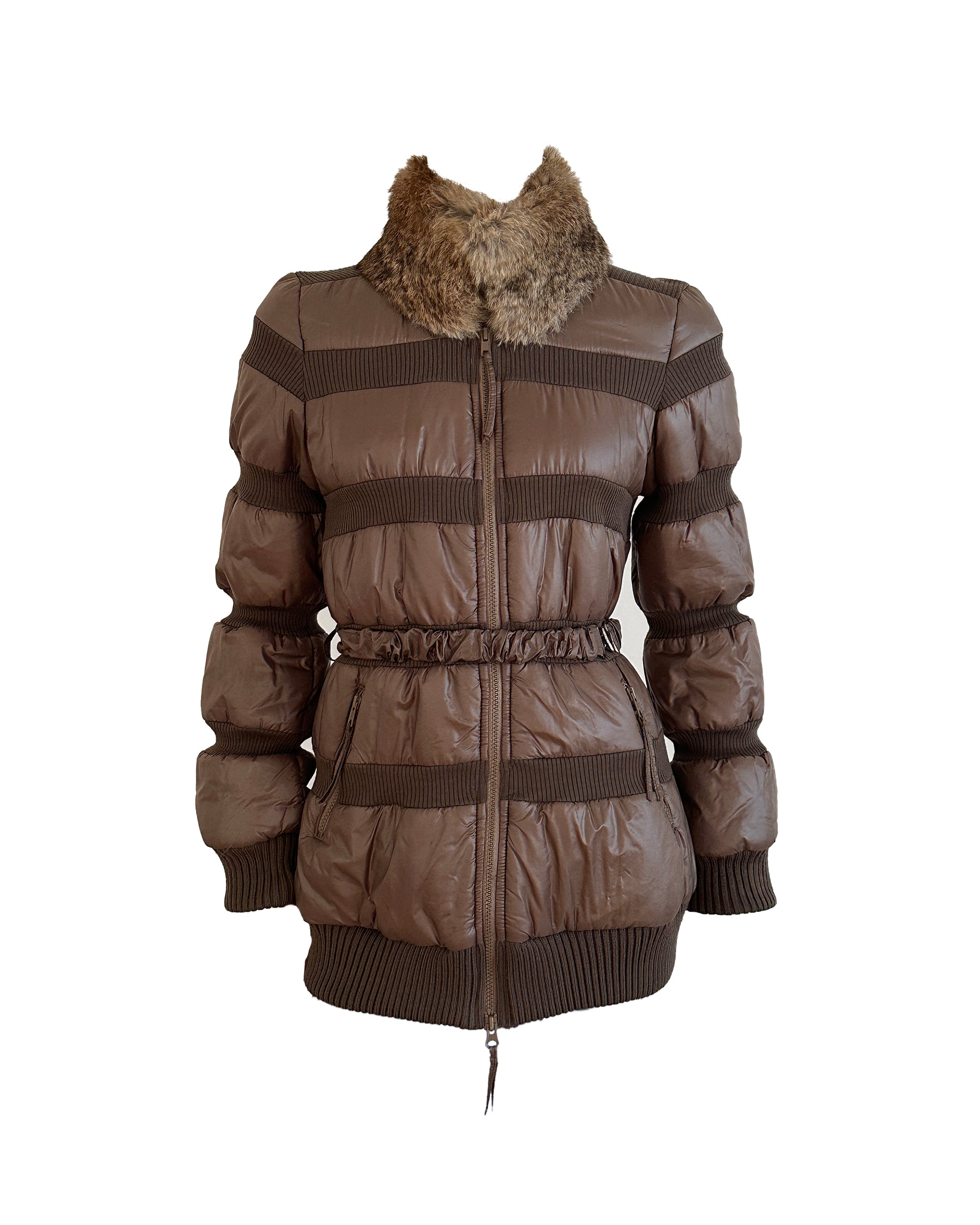 Fur Collar Quilted Puffer Jacket S/M