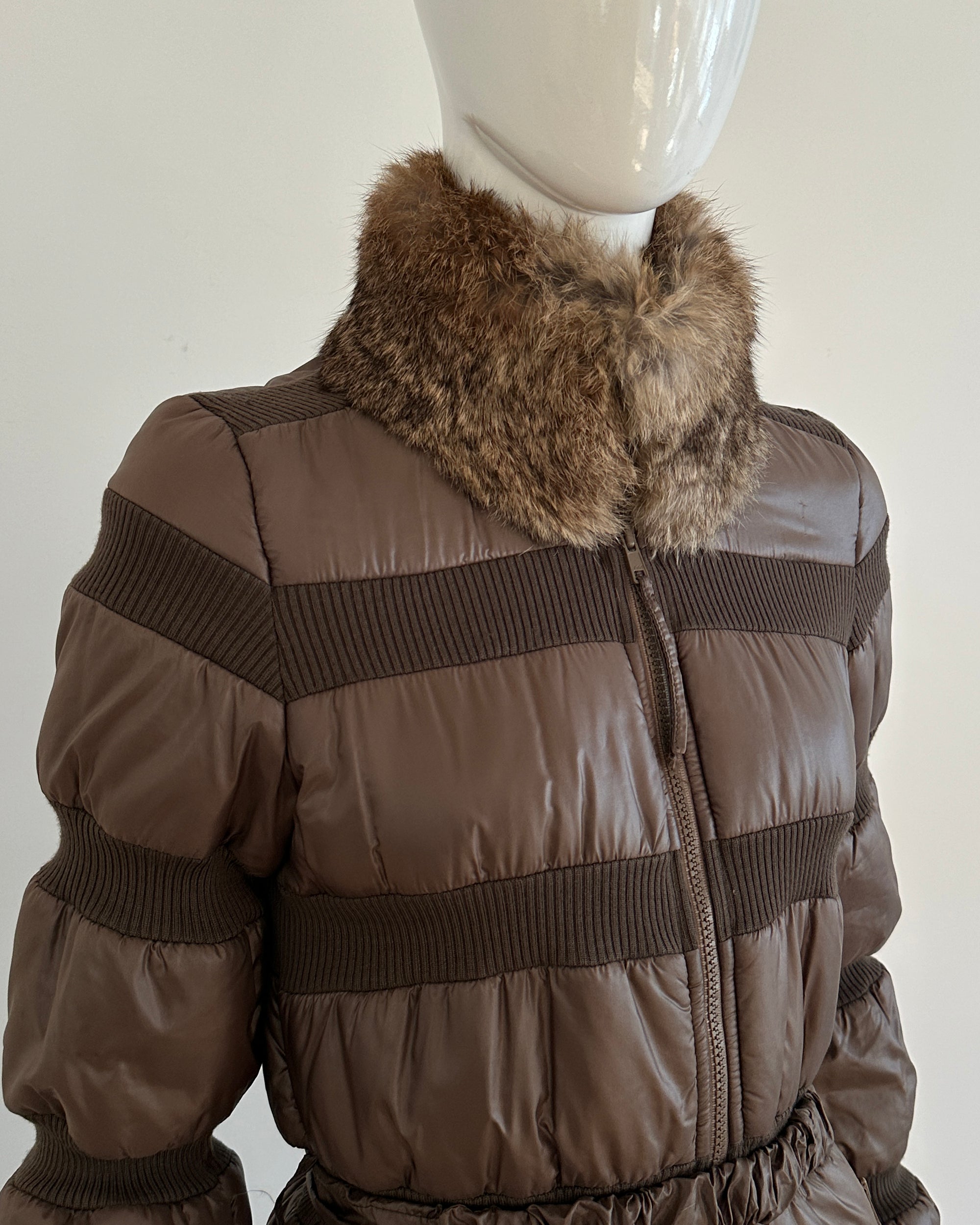 Fur Collar Quilted Puffer Jacket S/M