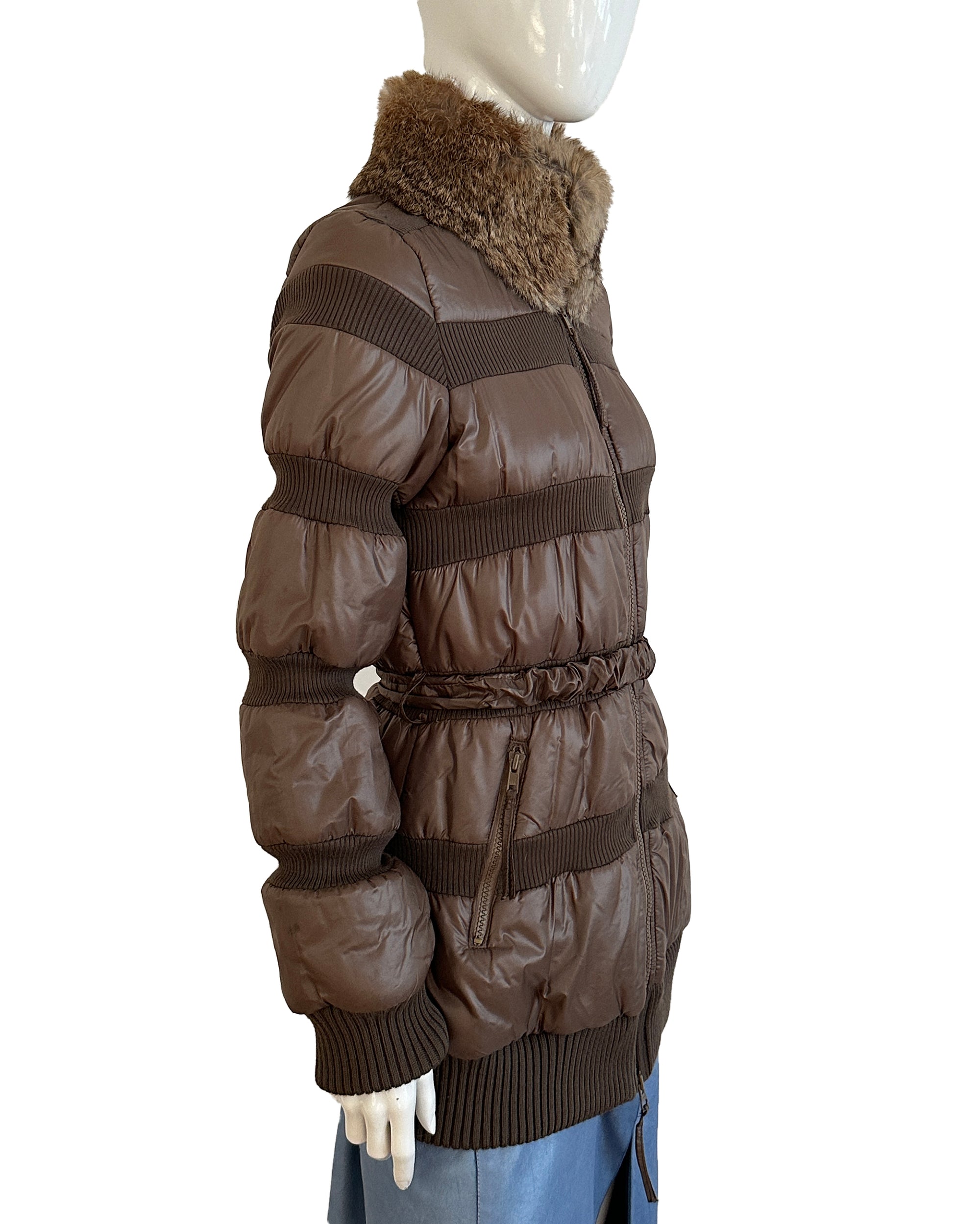 Fur Collar Quilted Puffer Jacket S/M