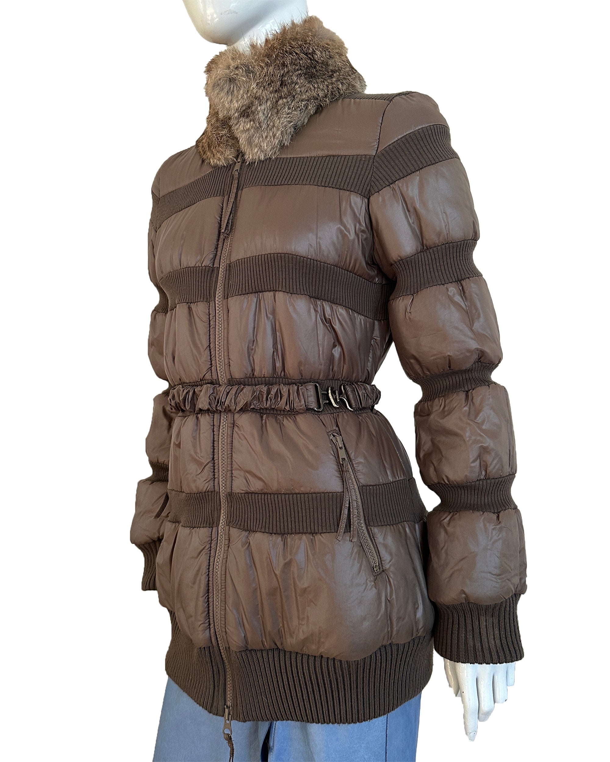 Fur Collar Quilted Puffer Jacket S/M