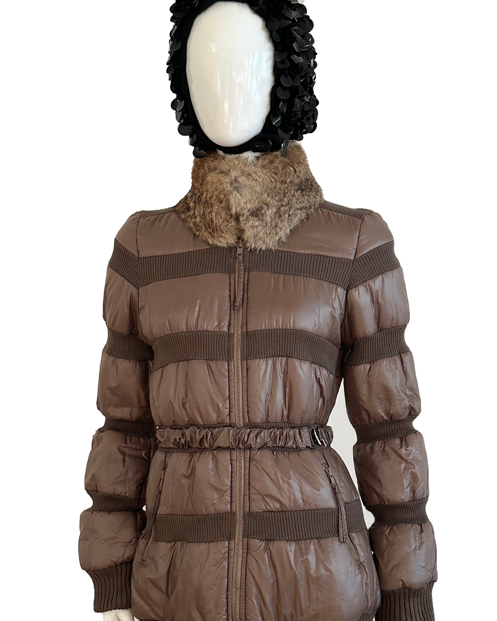 Fur Collar Quilted Puffer Jacket S/M