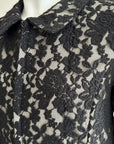 SUNAO KUWAHARA Black Lace & Velvet Panel Coat-Dress M