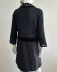 SUNAO KUWAHARA Black Lace & Velvet Panel Coat-Dress M