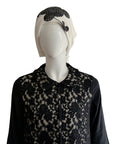 SUNAO KUWAHARA Black Lace & Velvet Panel Coat-Dress M