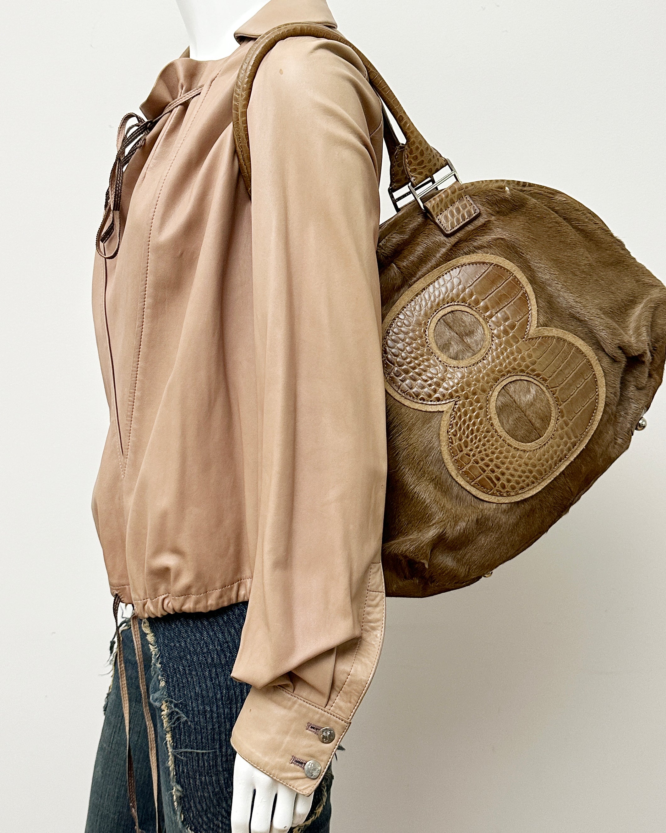 Number 8 Medium Fur Brown Shoulder Bag – Archive Club