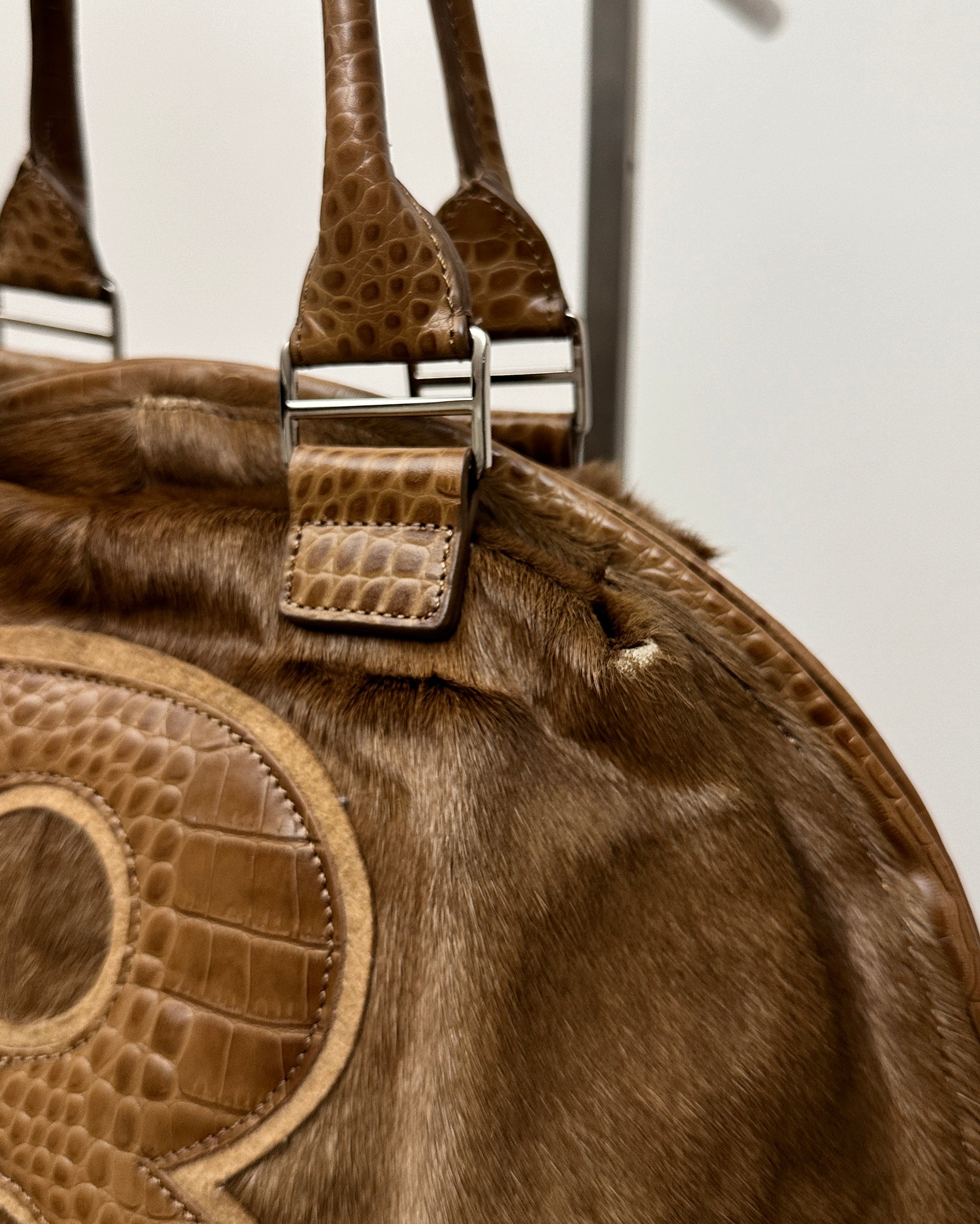 Number 8 Medium Fur Brown Shoulder Bag