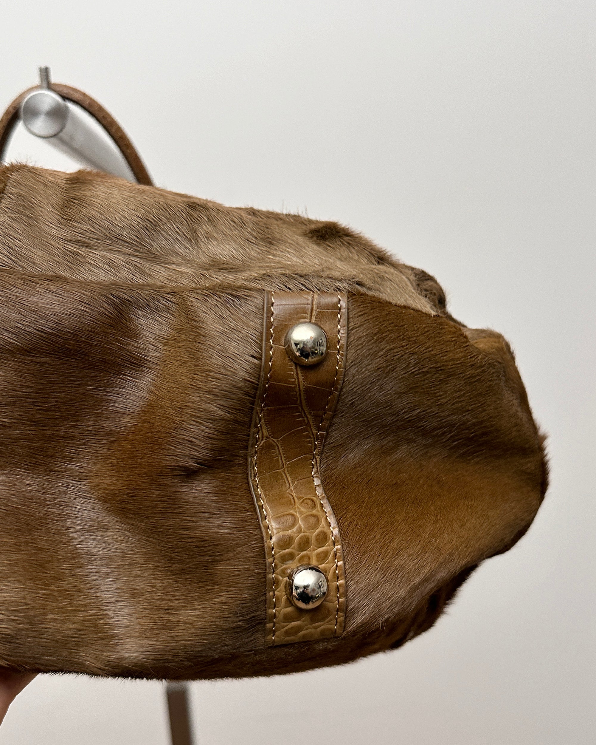 Number 8 Medium Fur Brown Shoulder Bag