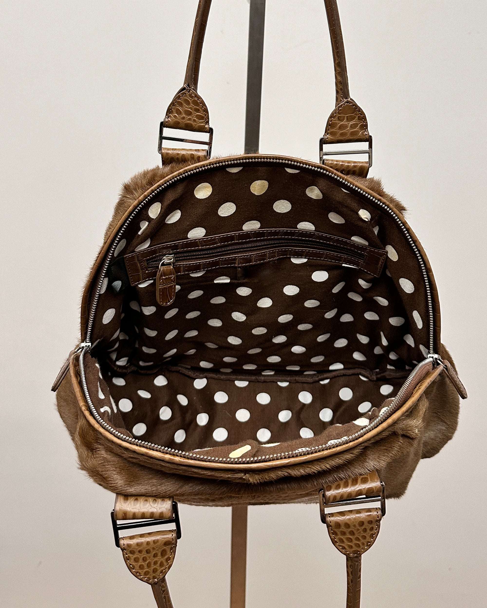 Number 8 Medium Fur Brown Shoulder Bag
