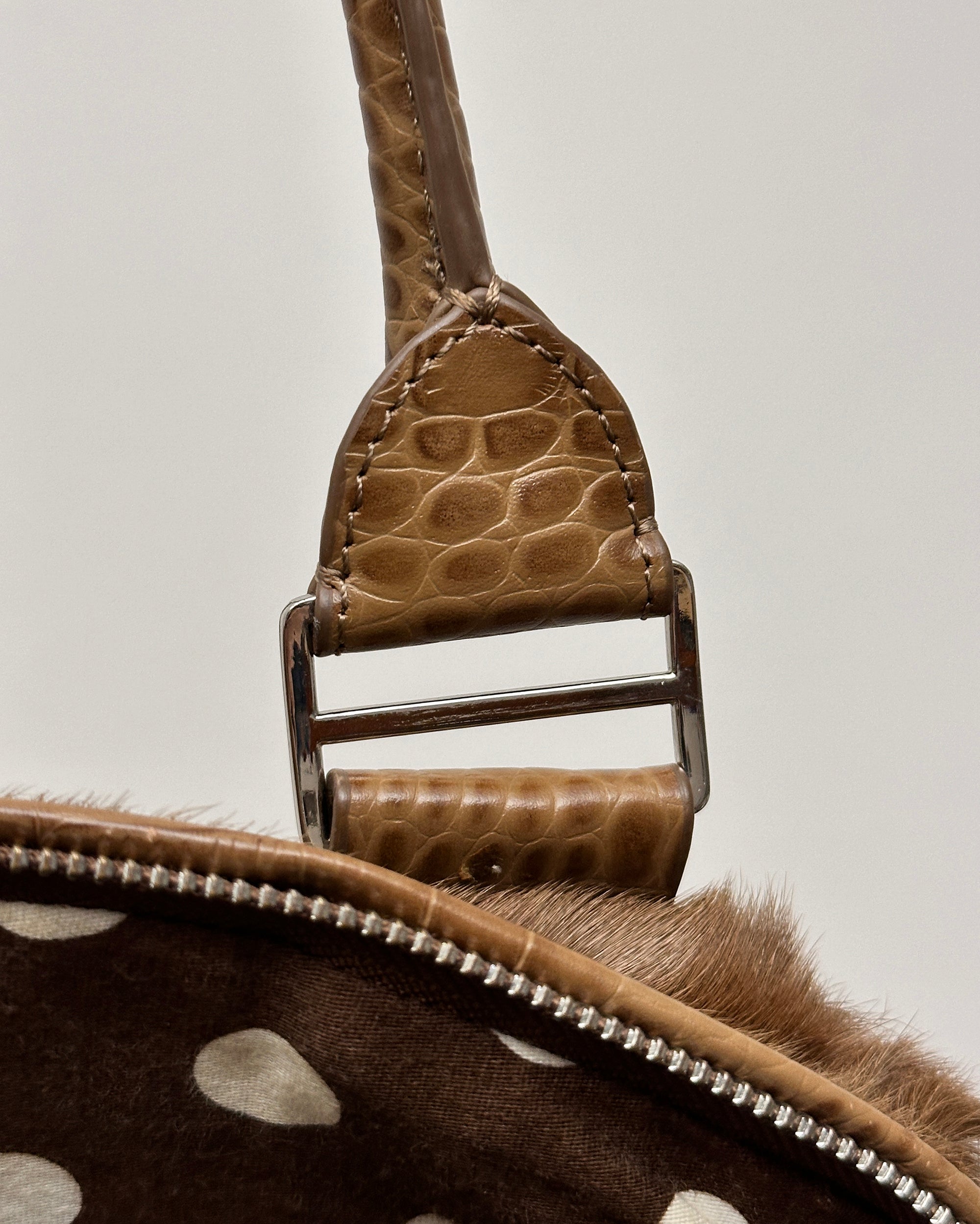 Number 8 Medium Fur Brown Shoulder Bag