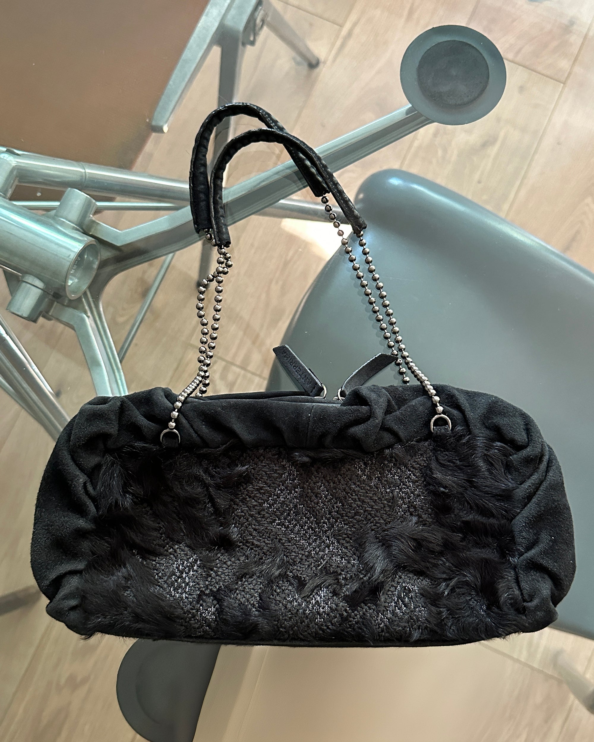 ANTEPRIMA Suede & Fur Shoulder Bag