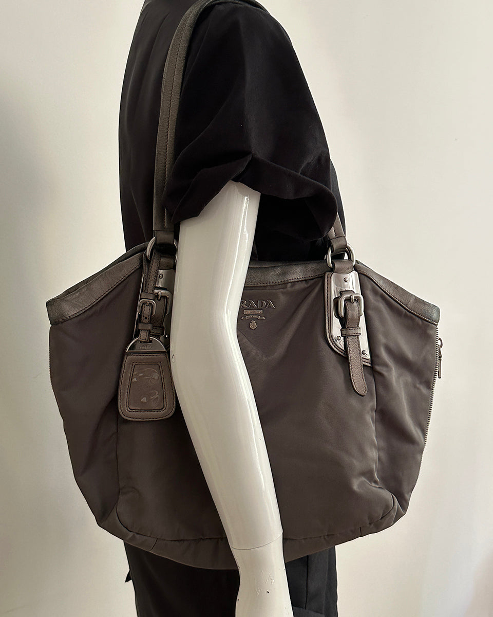 PRADA FW 2007 Nylon Leather Shoulder Bag