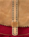 COSTUME NATIONAL Red Cotton & Vachetta Leather Oversized Shoulder Bag