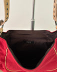 COSTUME NATIONAL Red Cotton & Vachetta Leather Oversized Shoulder Bag