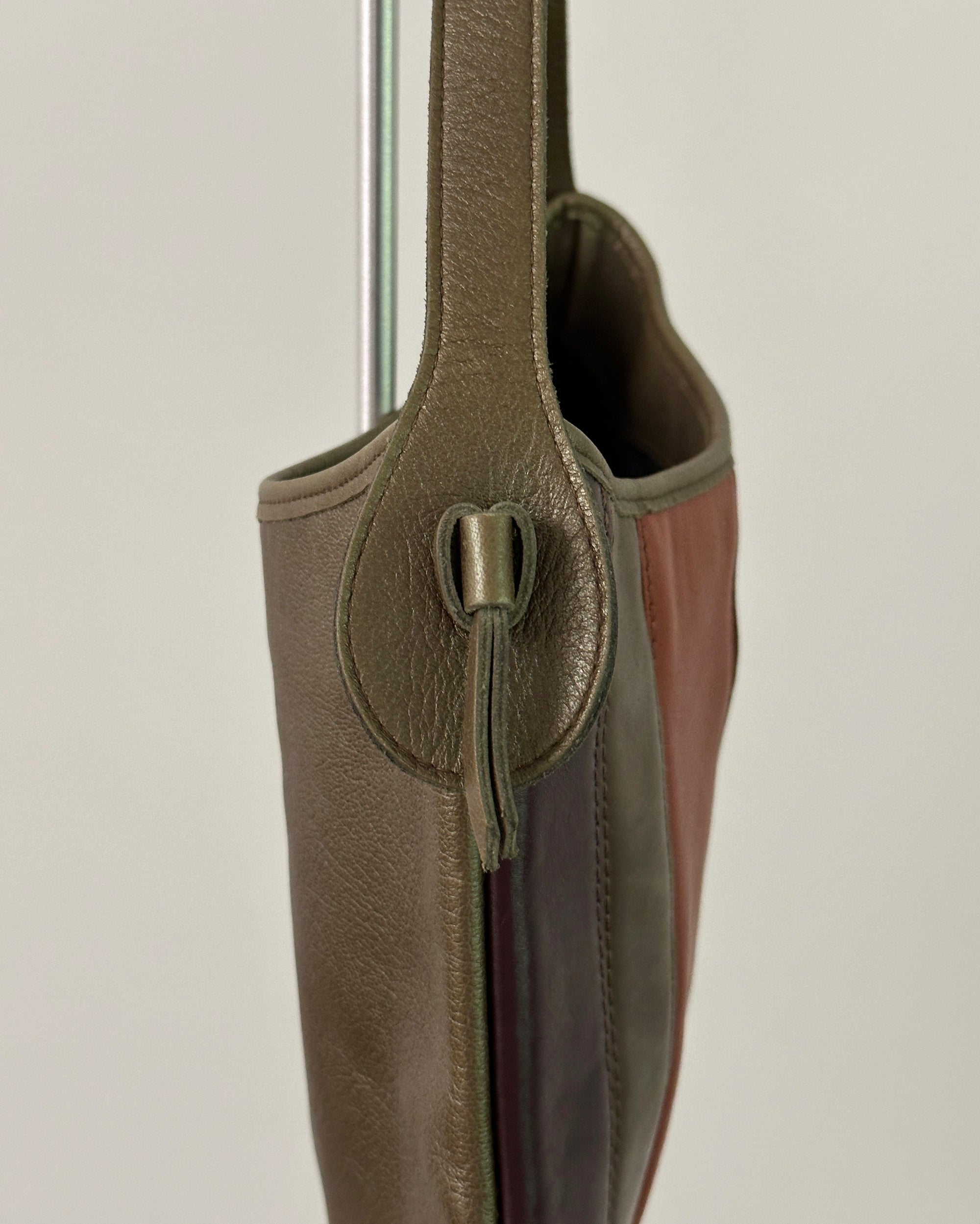 Multitone Leather & Fur Panel Shoulder Bag