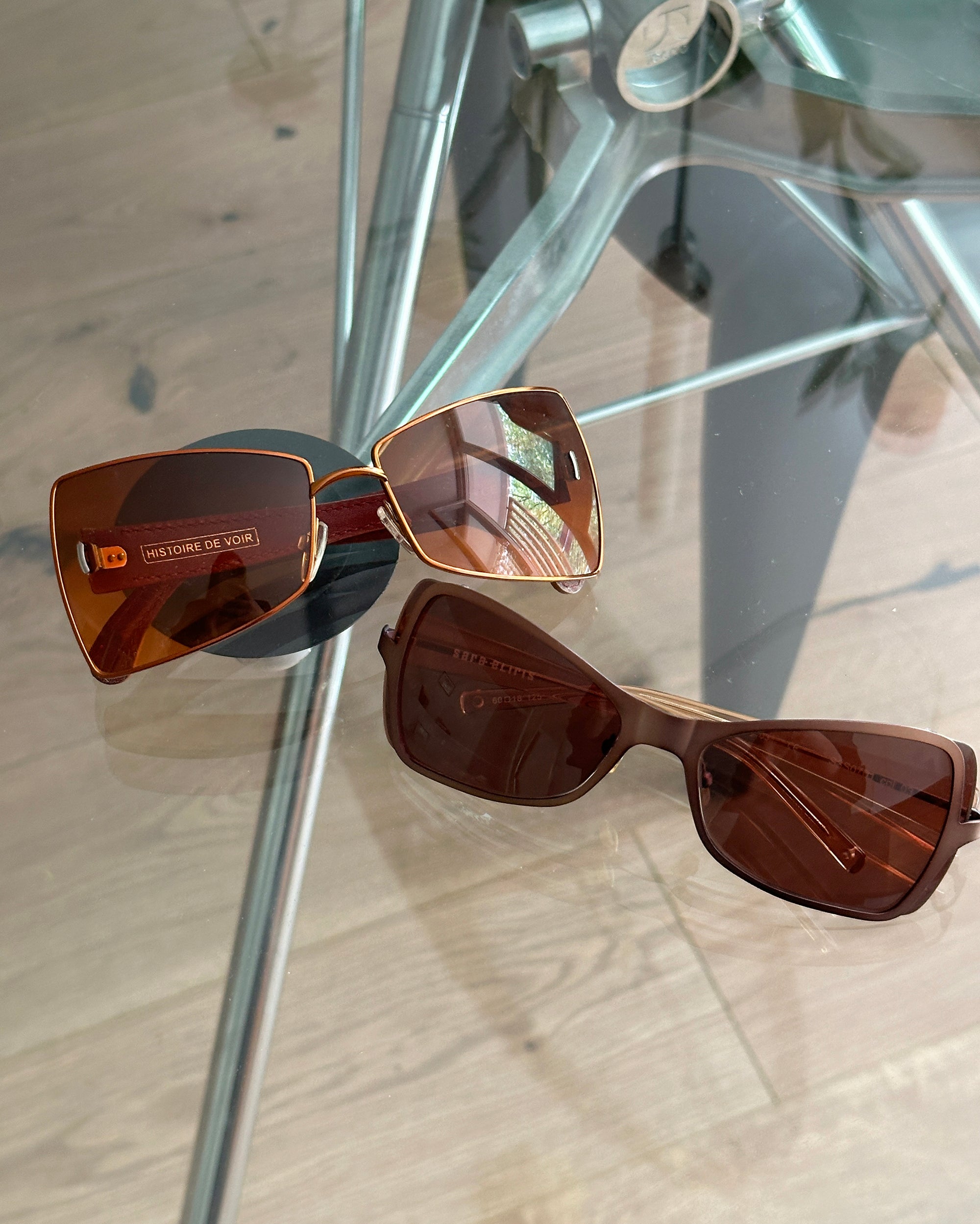 HISTORIE DE VOIR Orange Leather Sunglasses