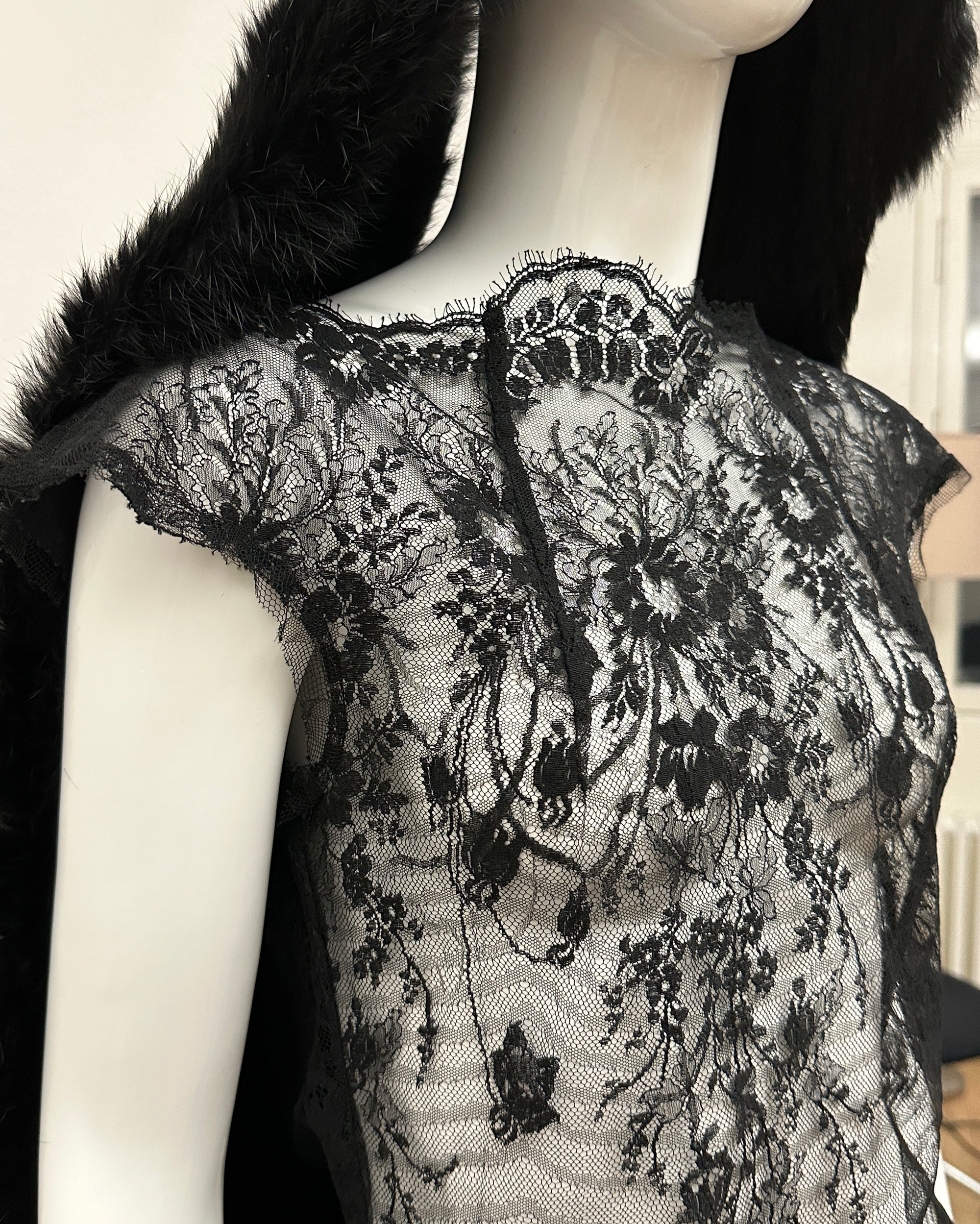 MIKI MIALY Sheer Lace Top S