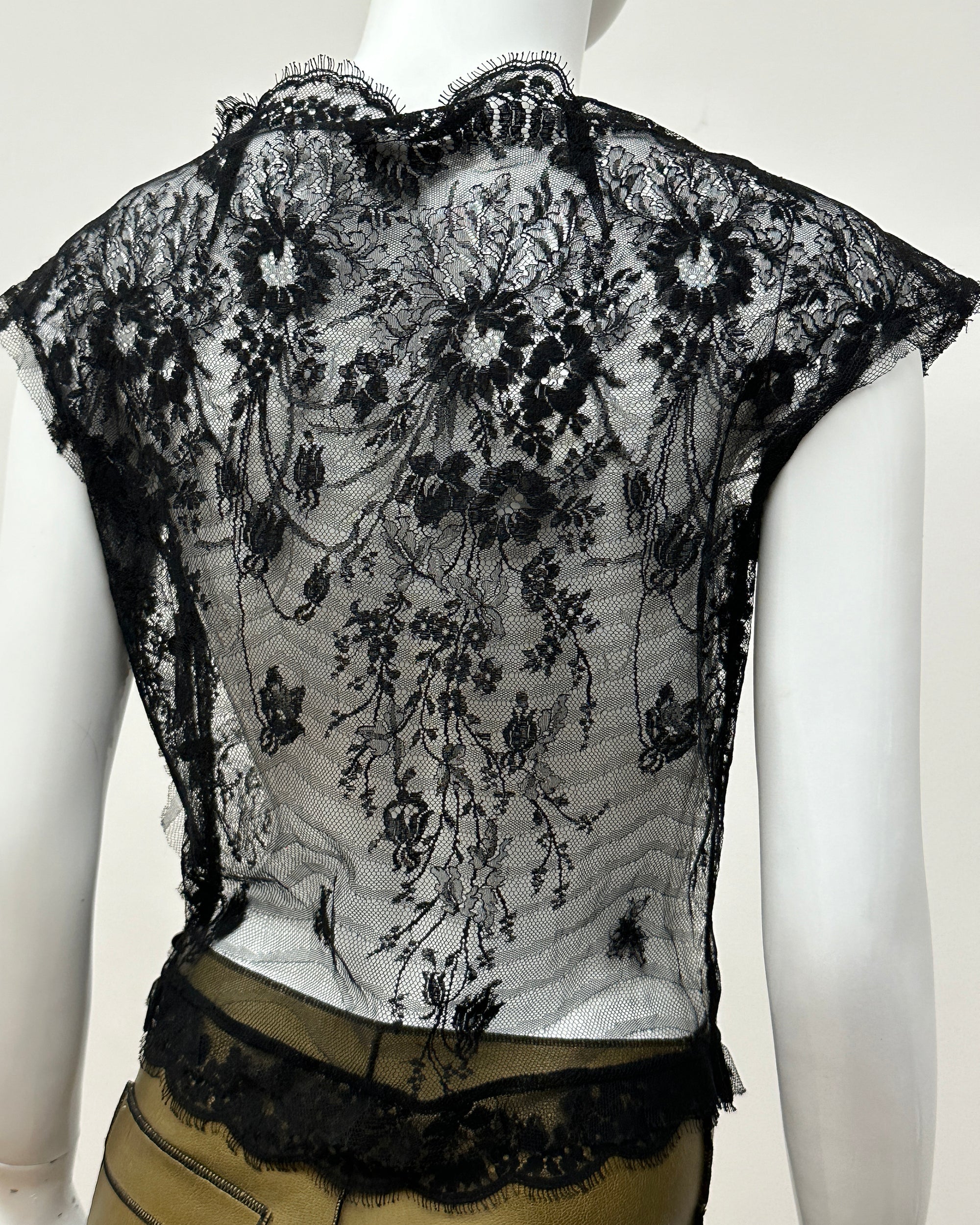MIKI MIALY Sheer Lace Top S