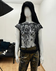 MIKI MIALY Sheer Lace Top S
