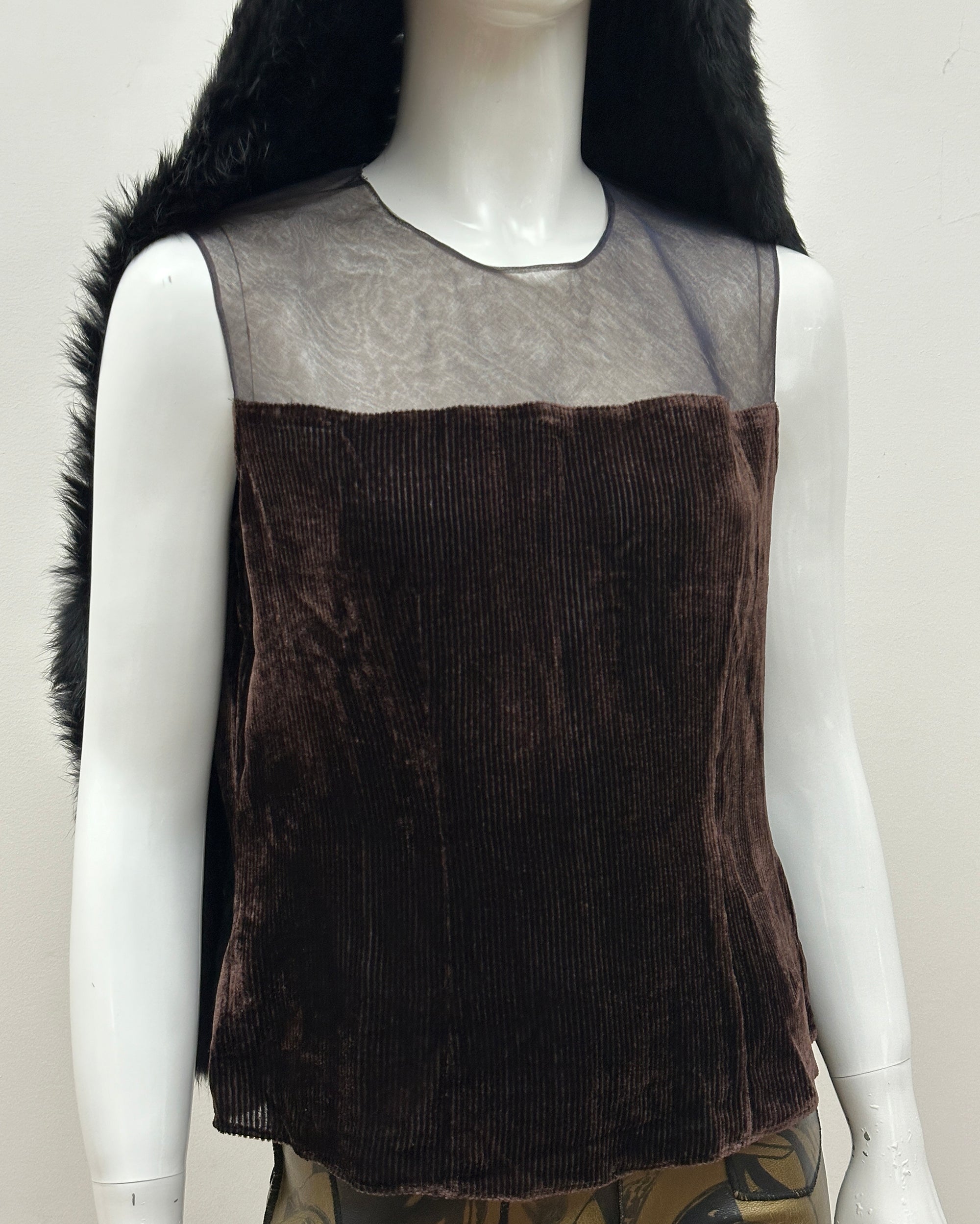 HIROKO KOSHINO Silk Courdroy Top M