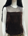 HIROKO KOSHINO Silk Courdroy Top M