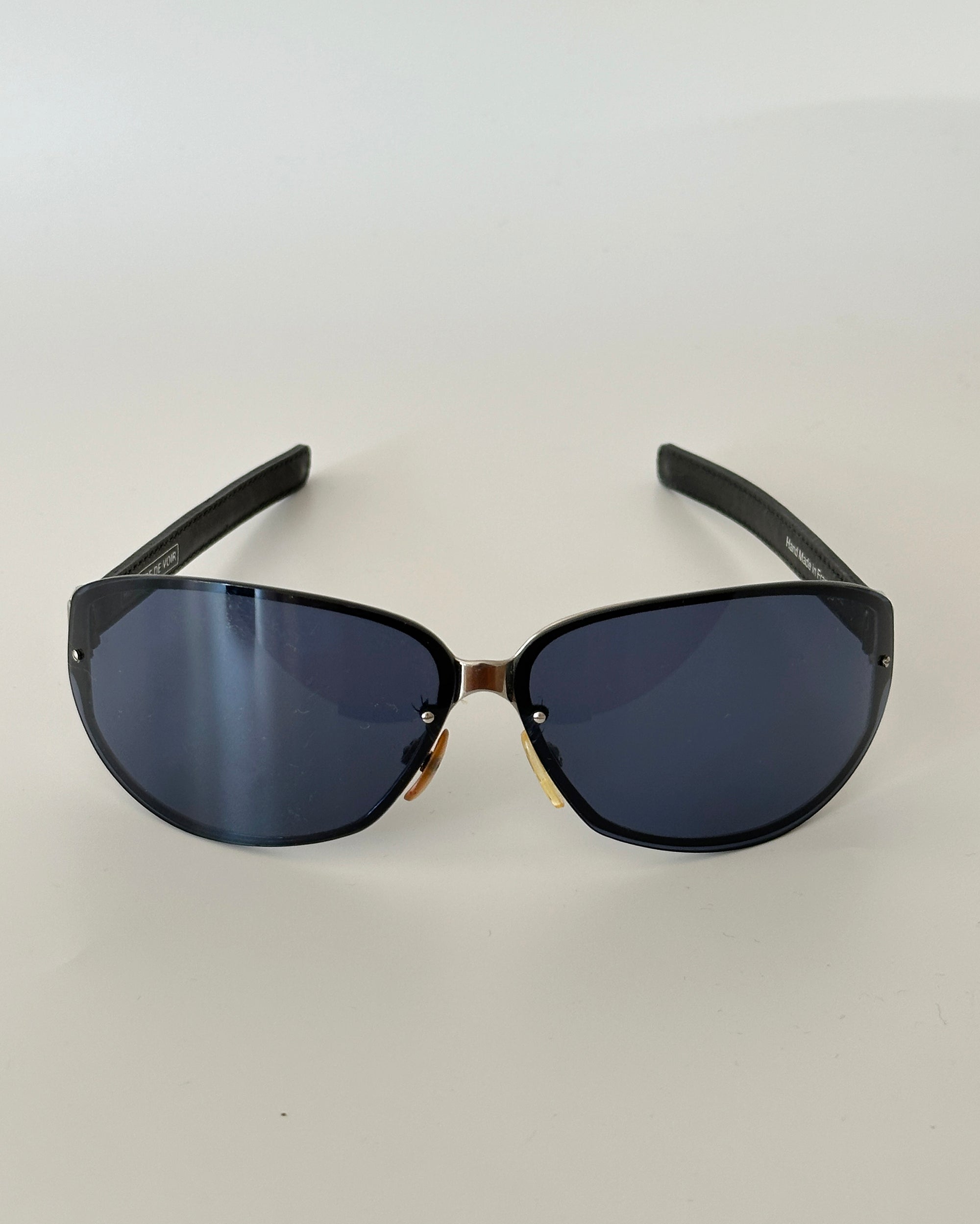 HISTOIRE DE VOIR Black and Blue Leather Sunglasses