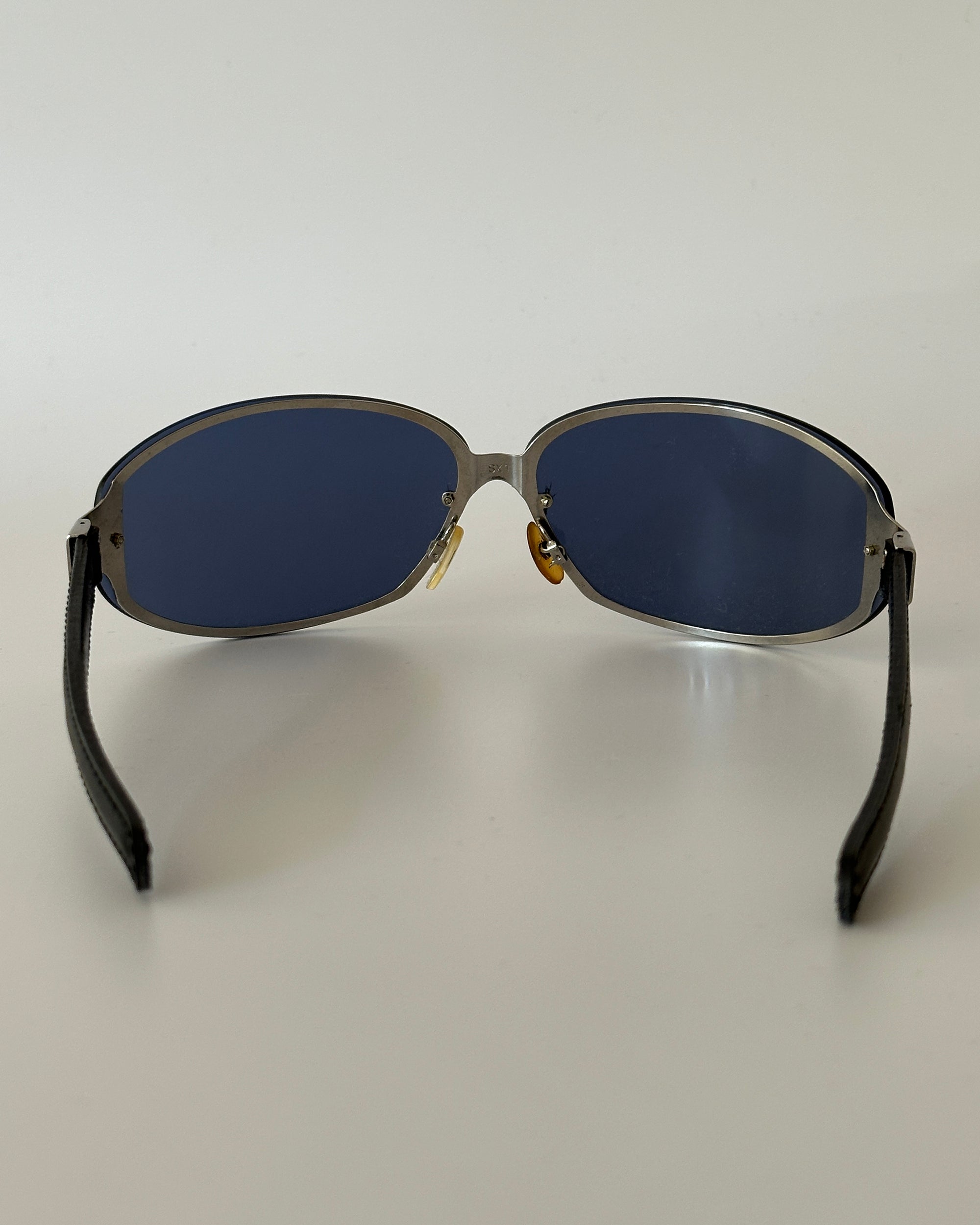 HISTOIRE DE VOIR Black and Blue Leather Sunglasses