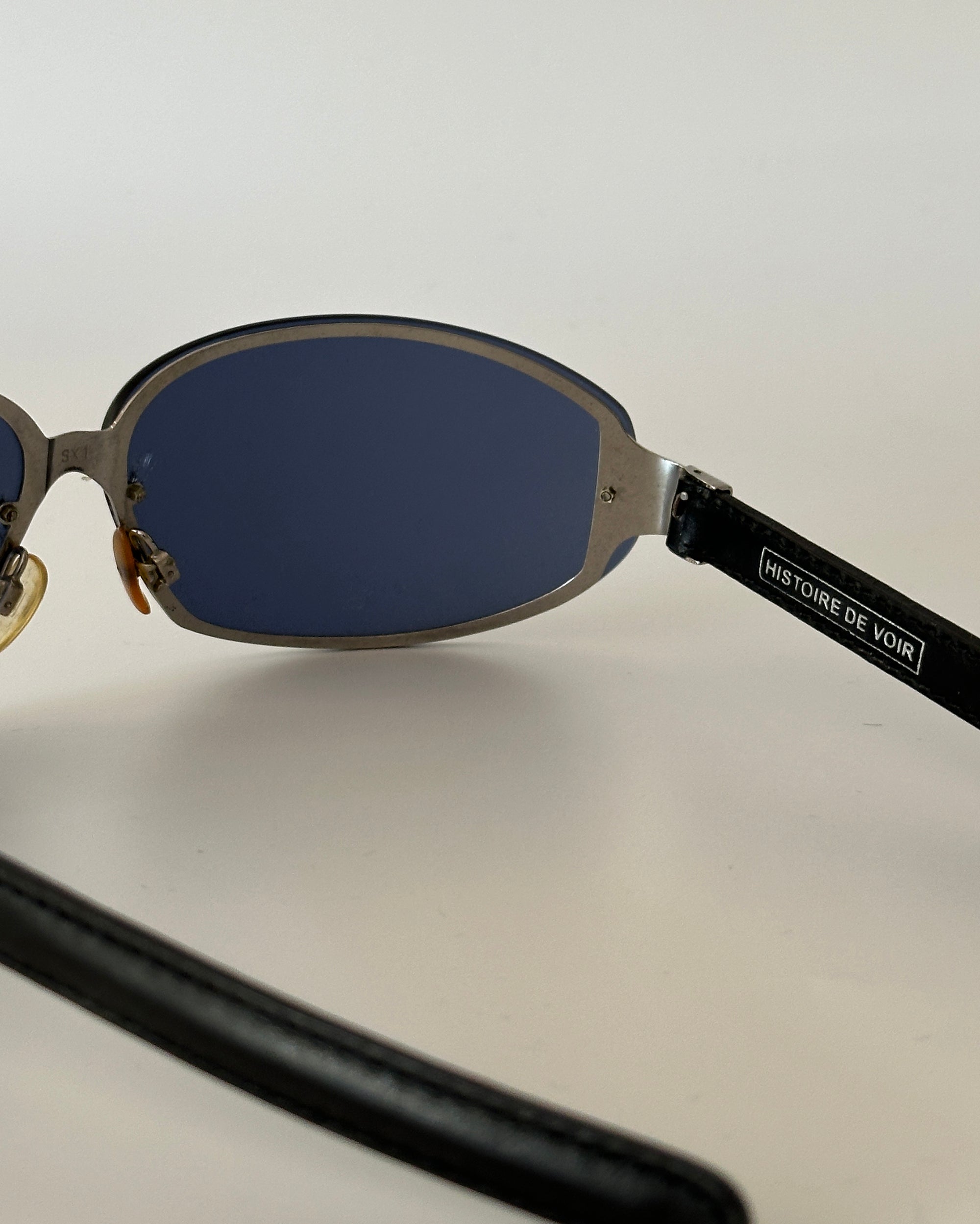 HISTOIRE DE VOIR Black and Blue Leather Sunglasses