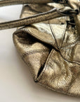 Reversible Origami Handbag in Distressed Metallic Leather