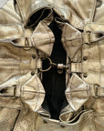 Reversible Origami Handbag in Distressed Metallic Leather
