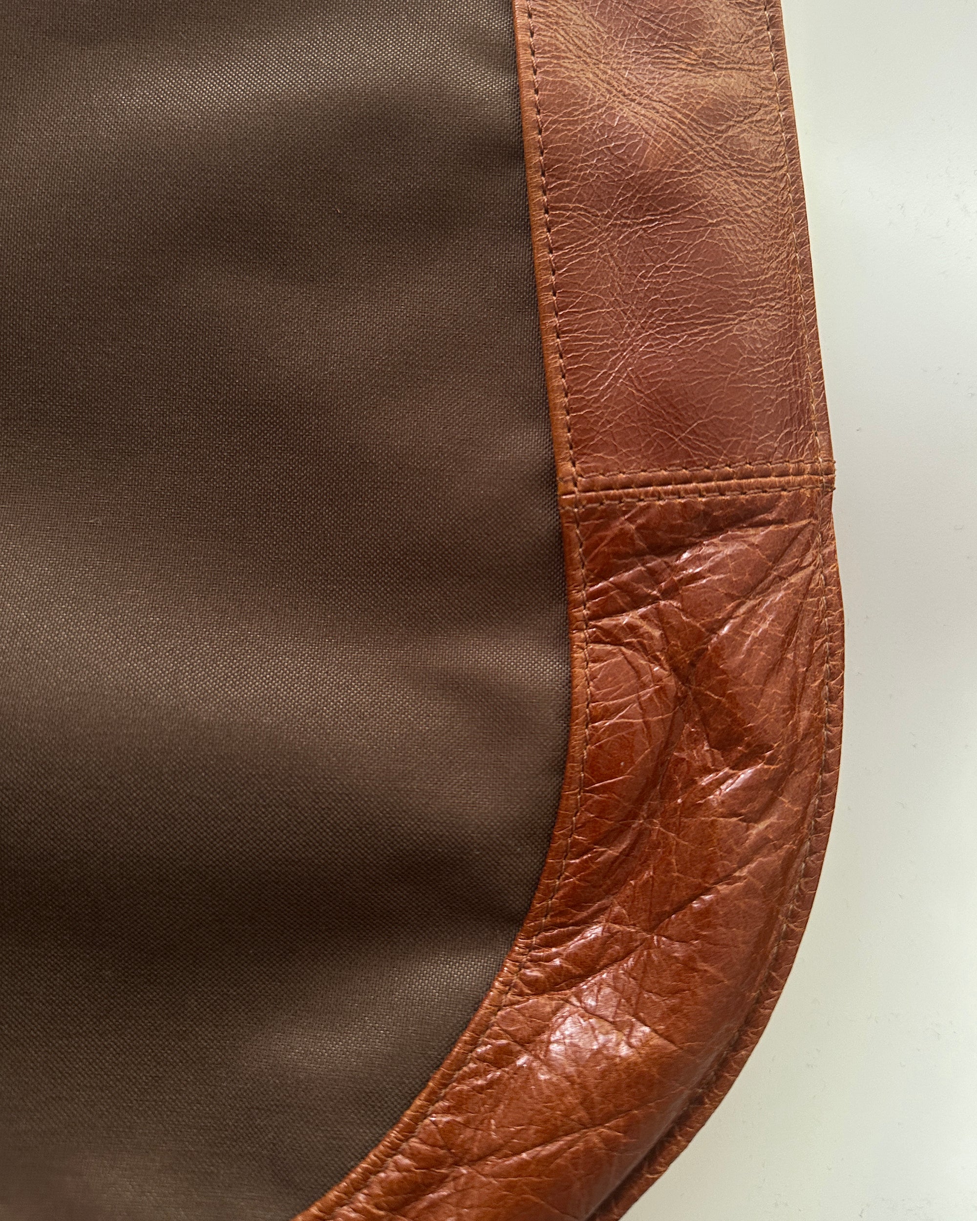 Nylon & Leather Shoulder Bag in Brown