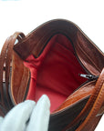 Nylon & Leather Shoulder Bag in Brown