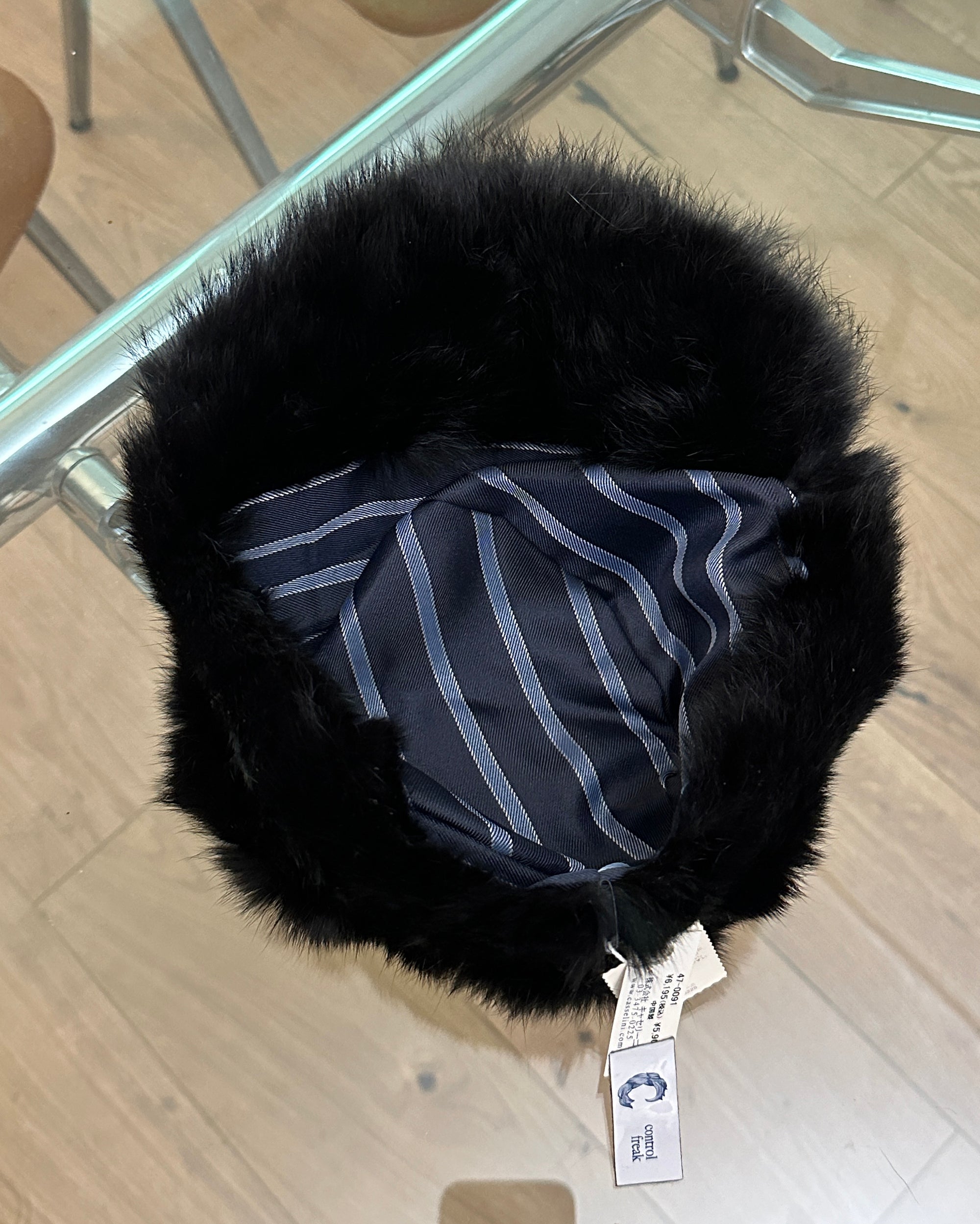Black Fur Cap XS