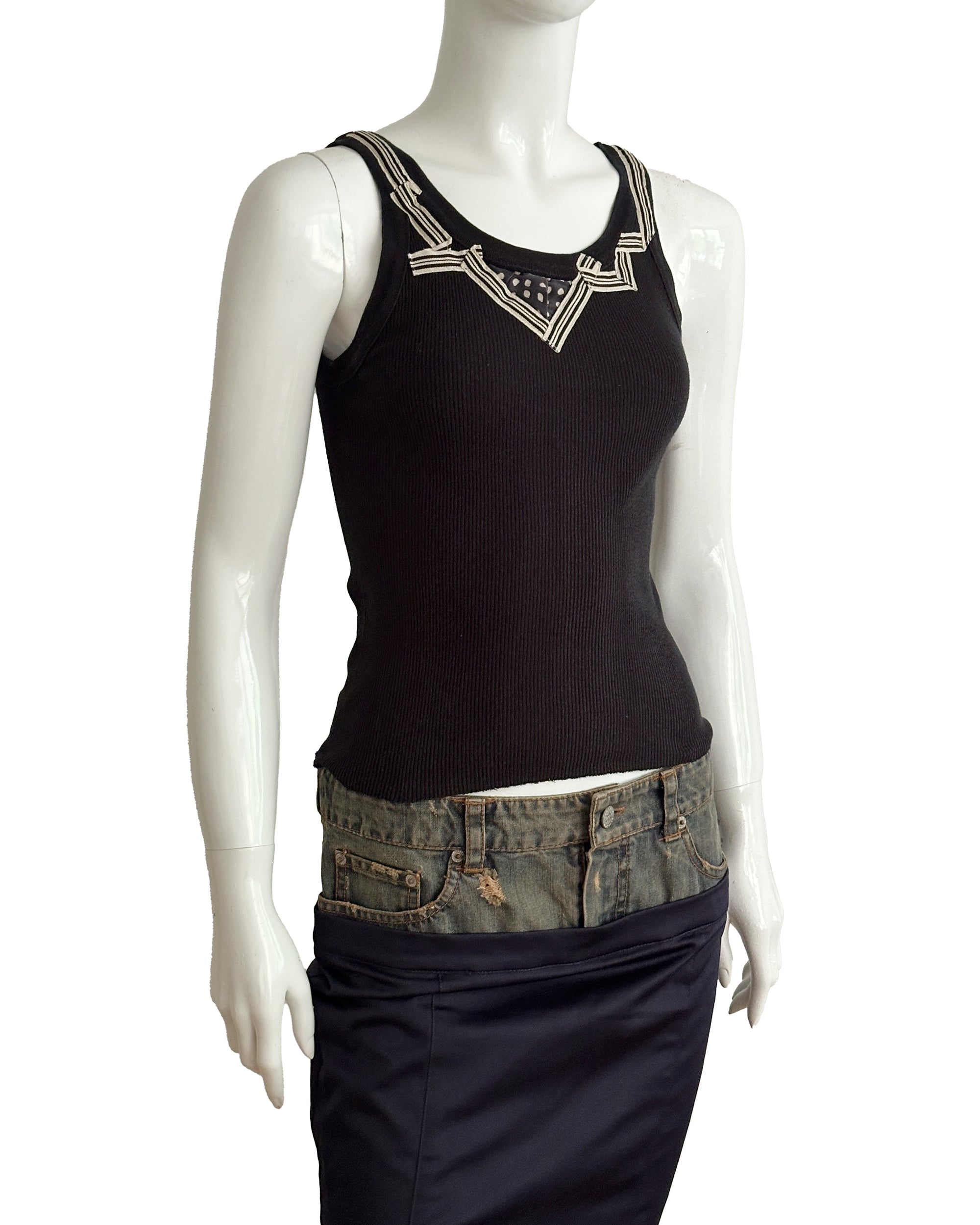 ANTONIO MARRAS Black Applique Tank Top XS