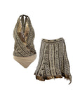 Silk Printed Halter Bodysuit & Skirt Set M/L