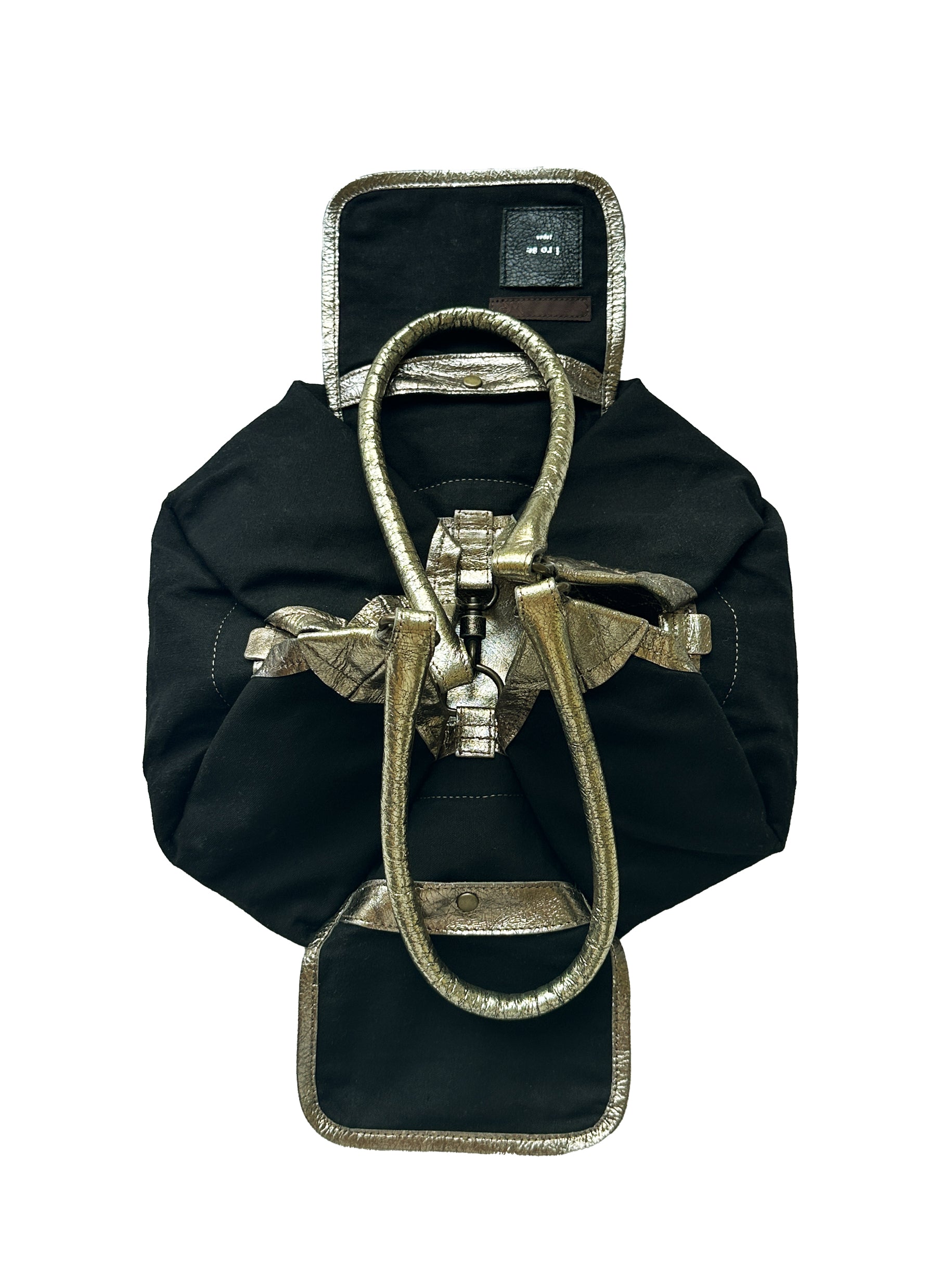 Reversible Origami Handbag in Distressed Metallic Leather