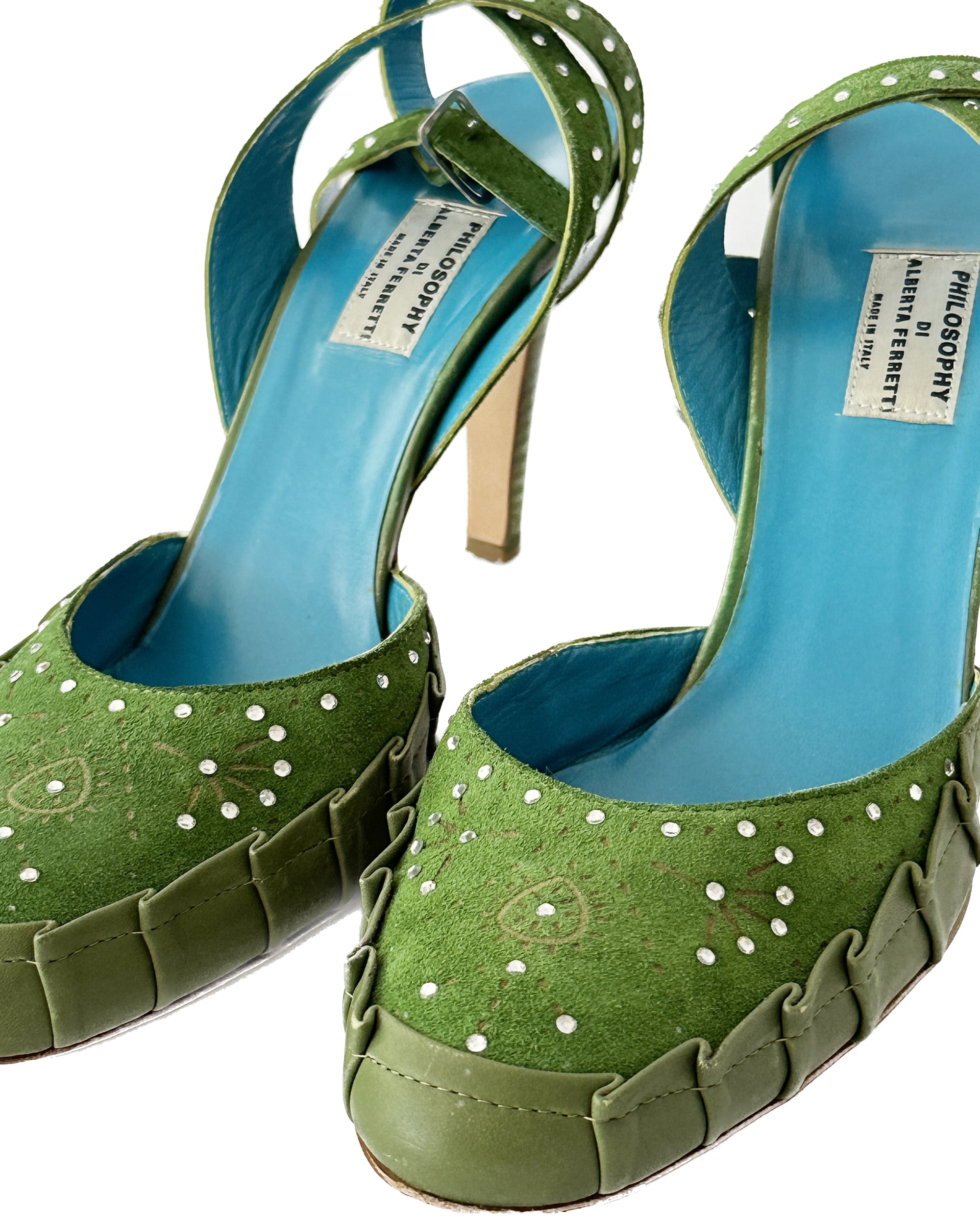 PHILOSOPHY DI ALBERTA FERRETTI Leather Crystals Heels 39