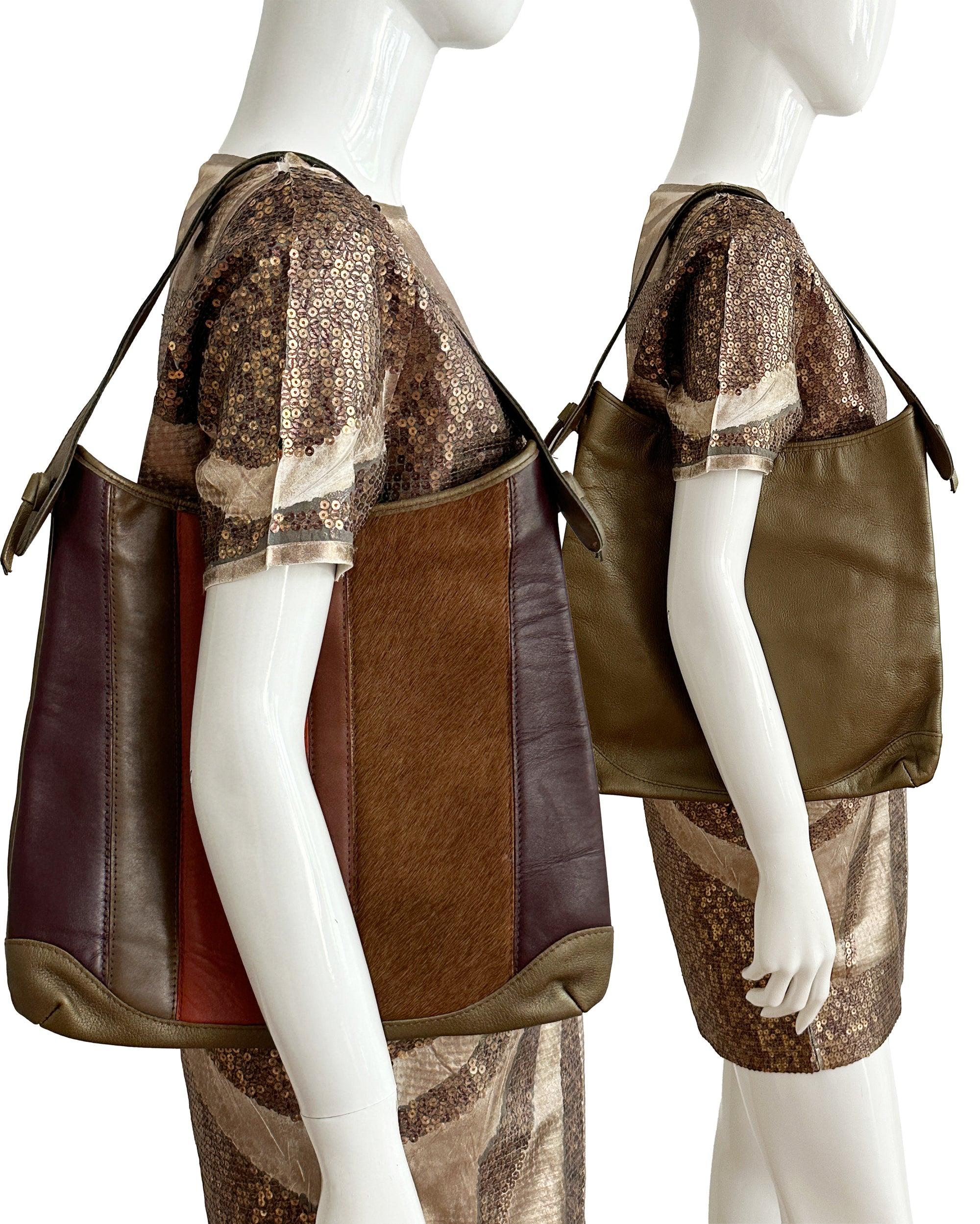 Multitone Leather & Fur Panel Shoulder Bag