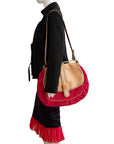 COSTUME NATIONAL Red Cotton & Vachetta Leather Oversized Shoulder Bag