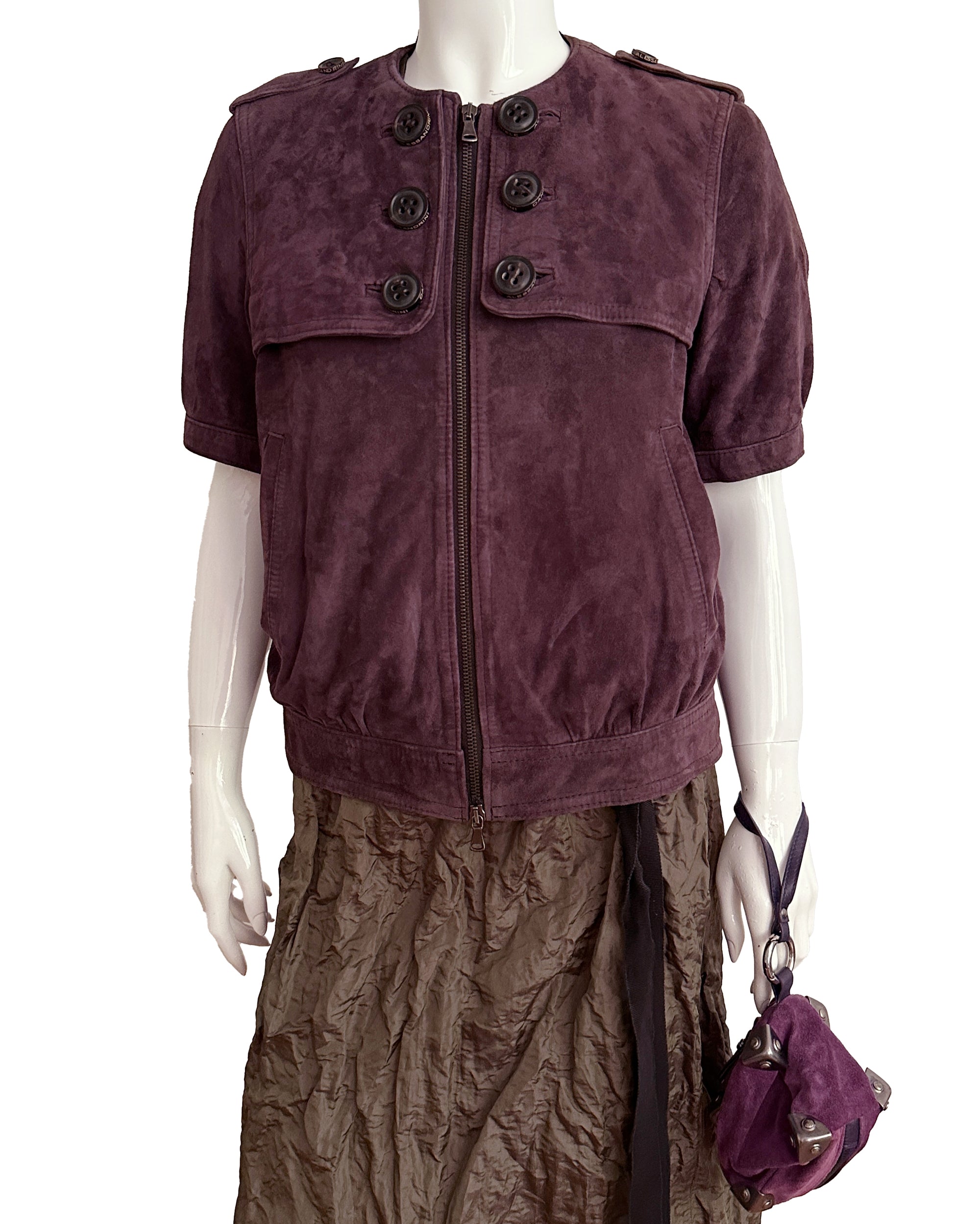 Plum Suede Short Sleeve Jacket M