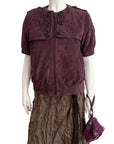 Plum Suede Short Sleeve Jacket M