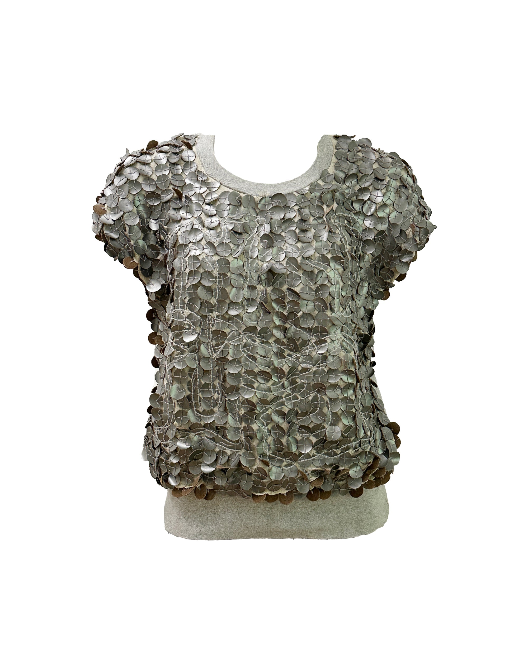Faux Leather Applique Top M