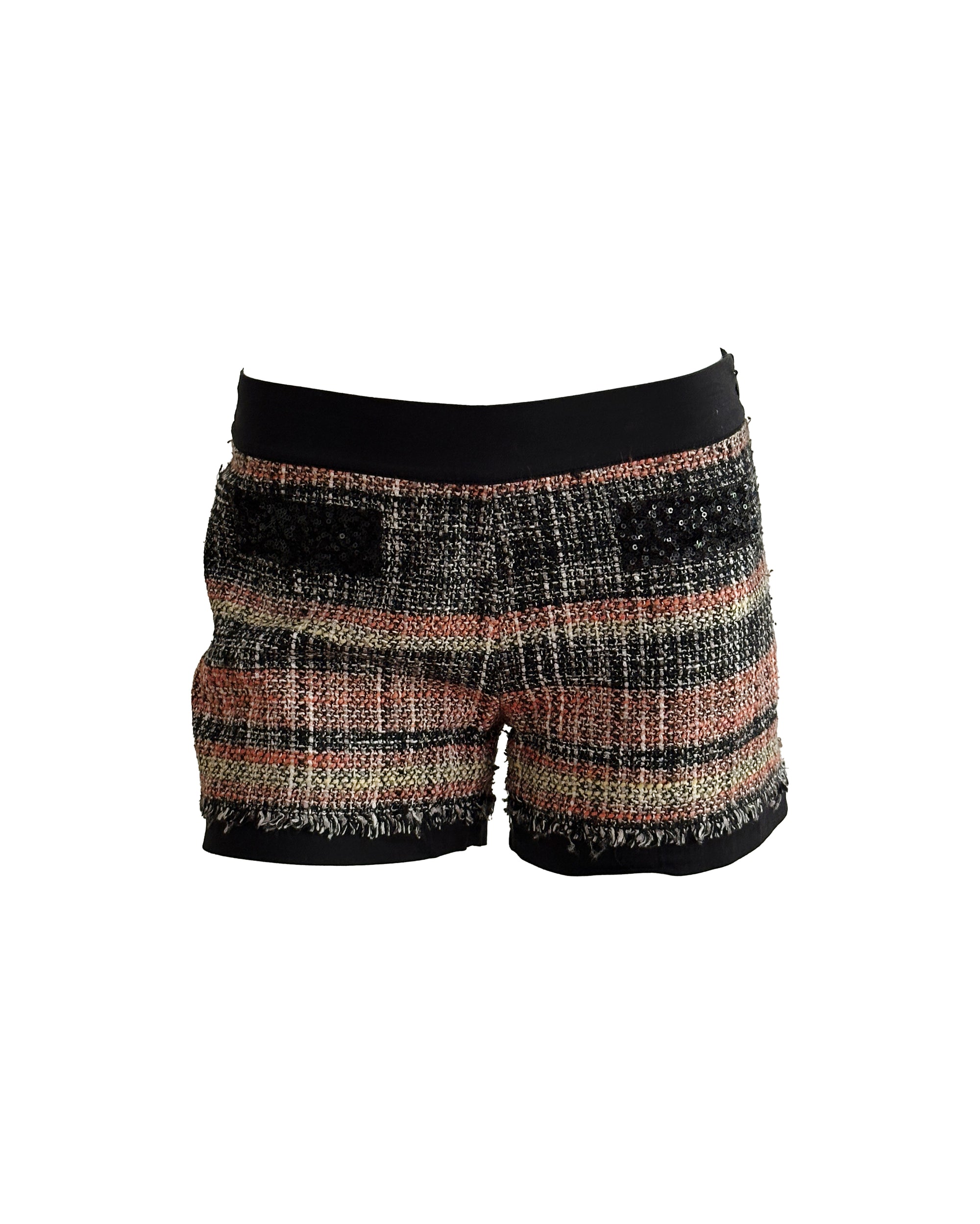 Tweed Sequin-Trimmed Shorts