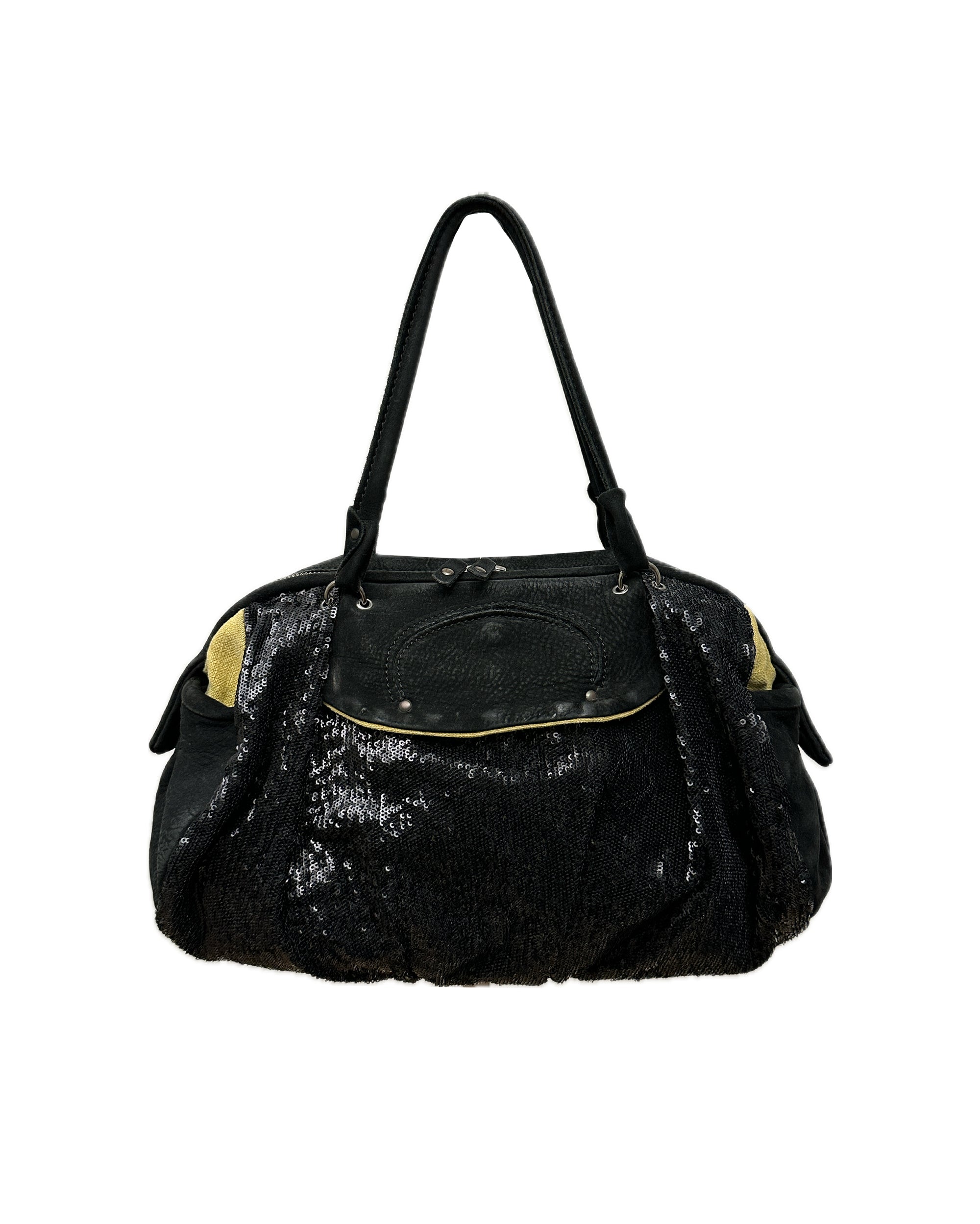 Italian Suede and Sequin Shoulder Bag