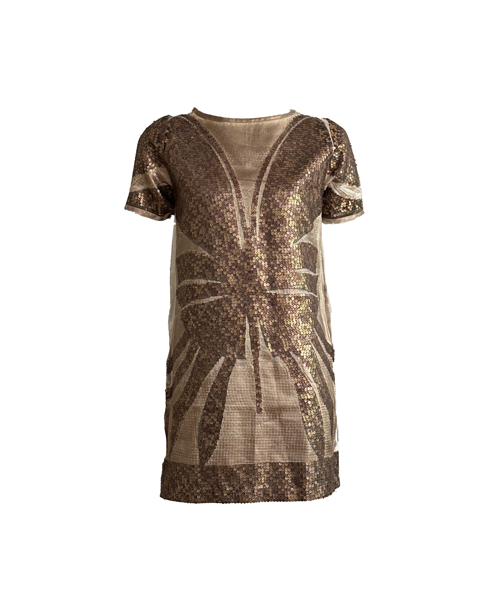 Bronze Butterfly Sequin Mini Dress