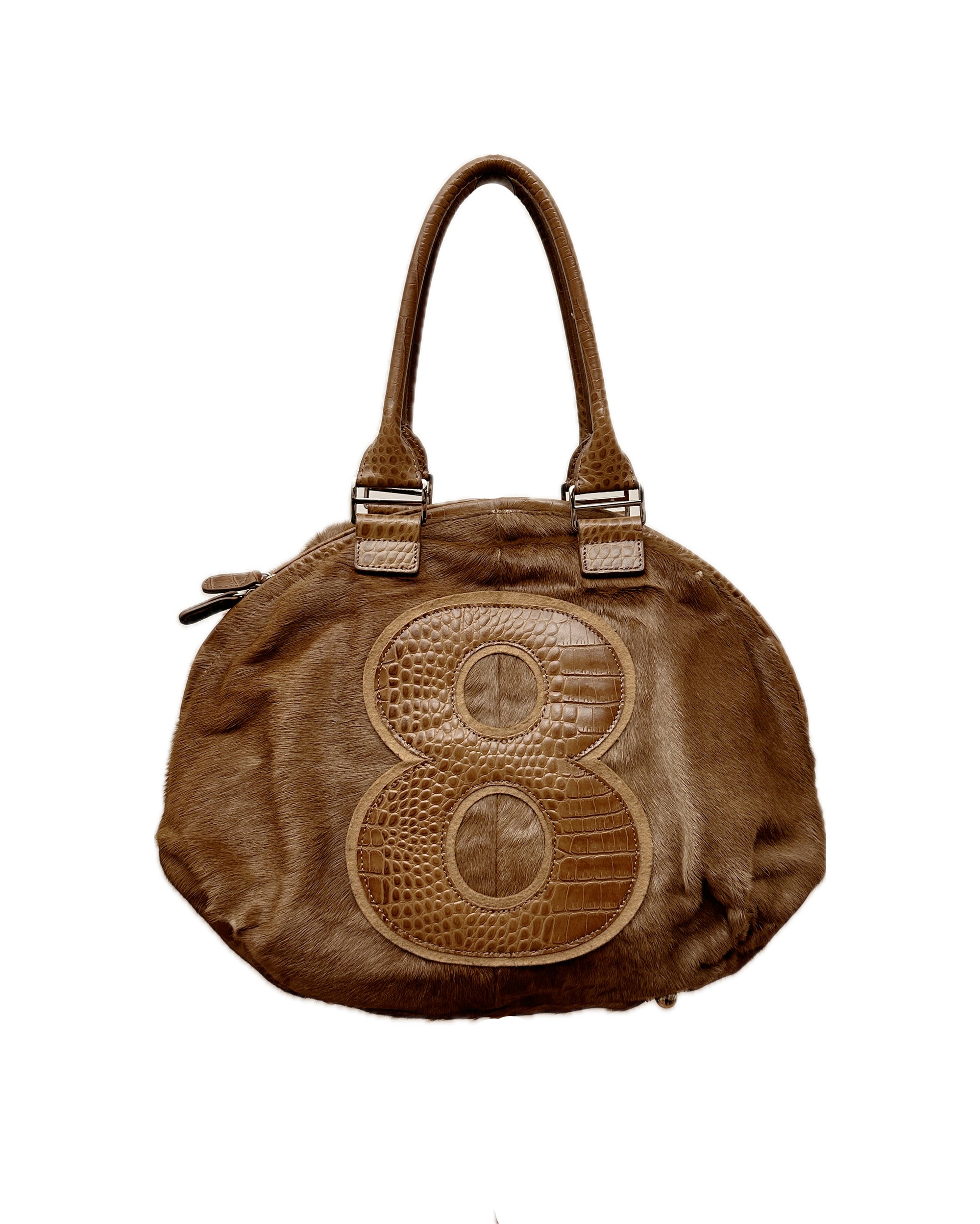 Number 8 Medium Fur Brown Shoulder Bag